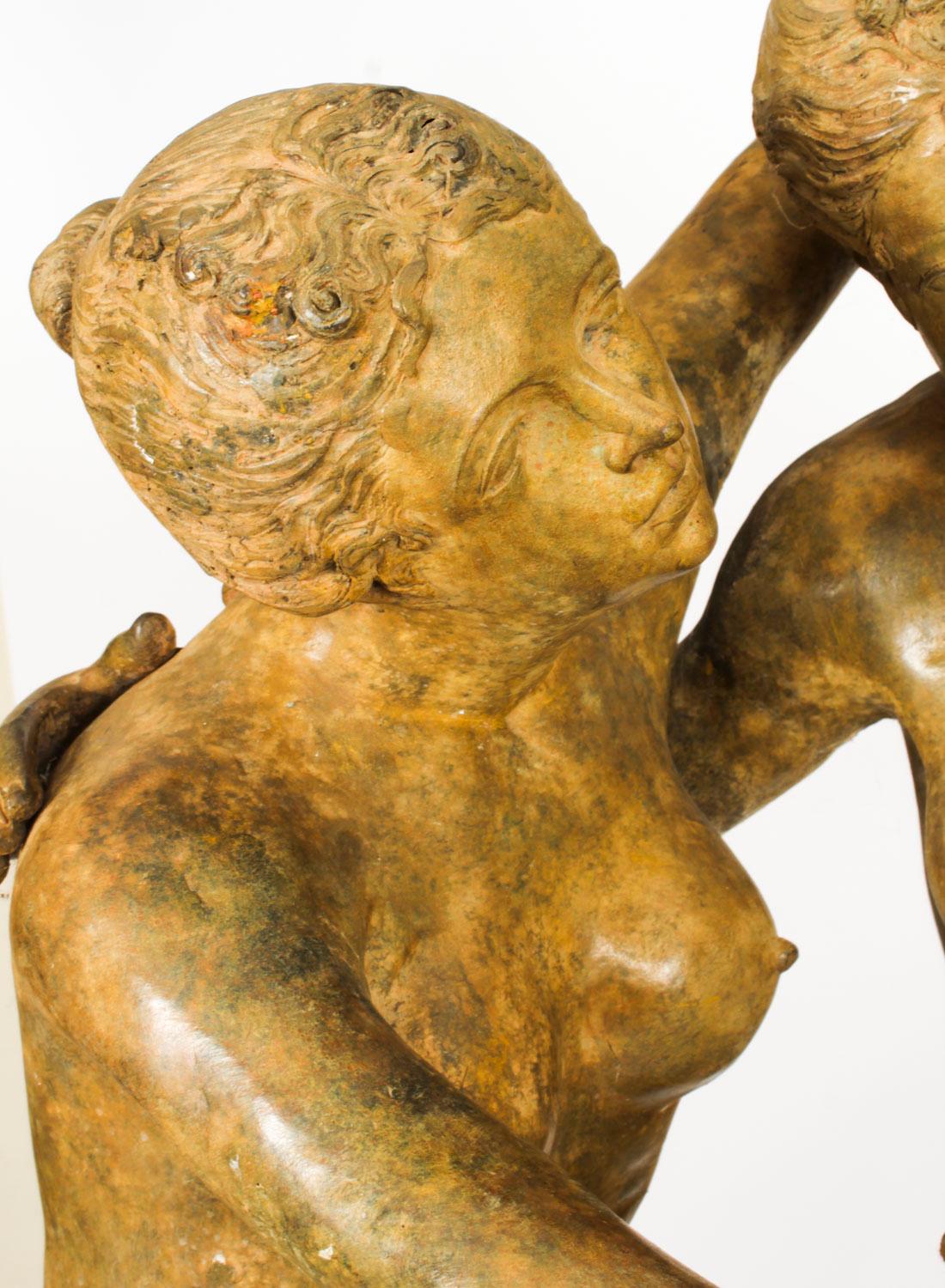 The Three Graces after Canova, Lifesize Bronze Verdigris Statue 20th Century 5