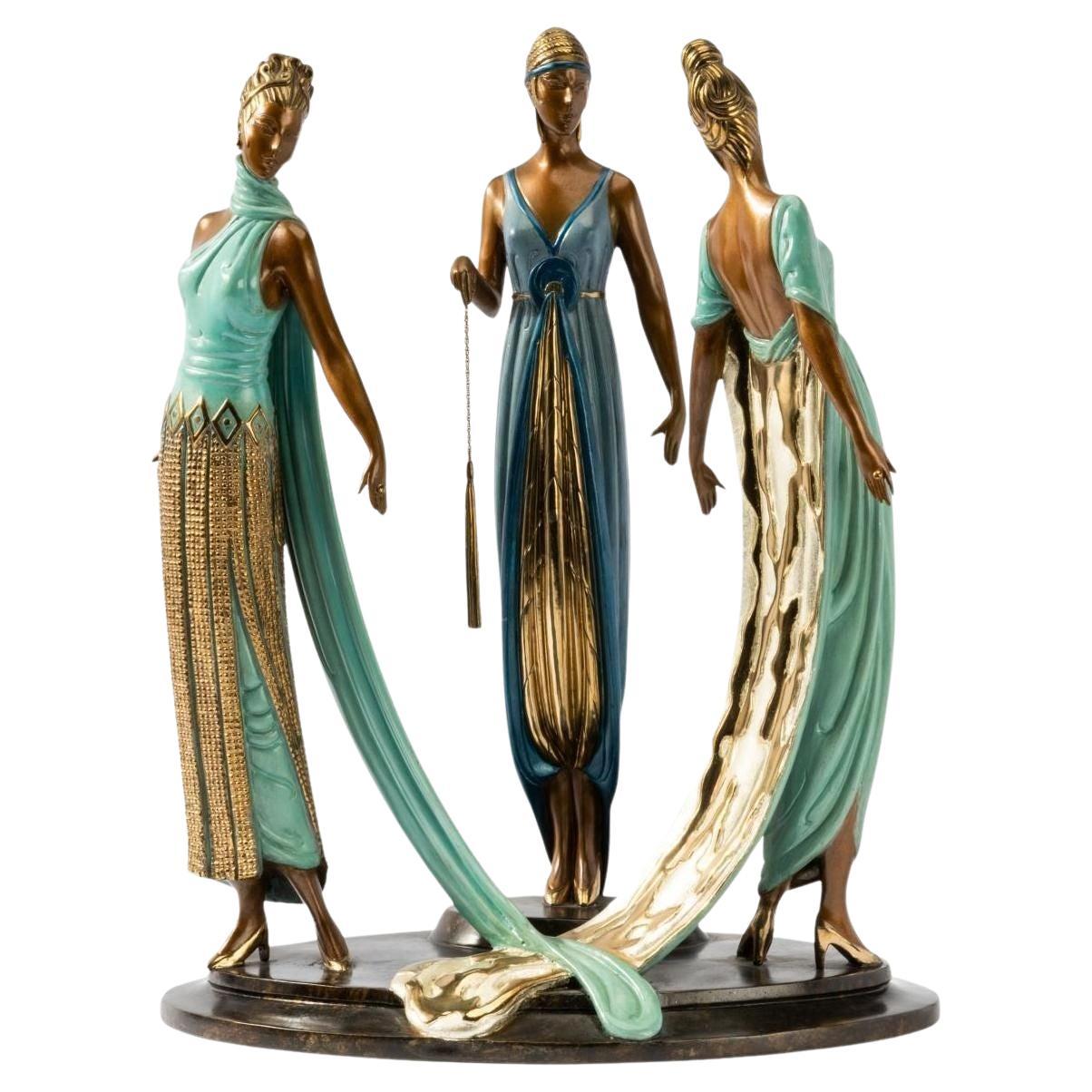"The Three Graces" Bronze Sculpture by Erté, 1997 For Sale