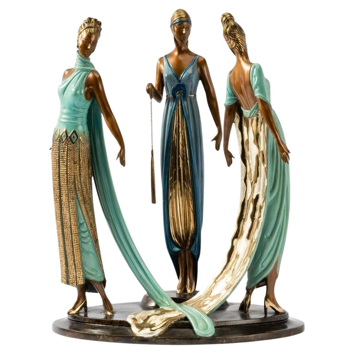 "Las Tres Gracias" Escultura de bronce de Erté, 1997 en venta