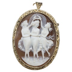 The Three Graces Carved Cameo in Gilt Silver
