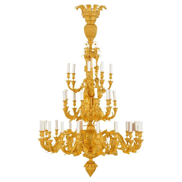 “The Three Graces” Louis XV French Antique Ormolu Chandelier