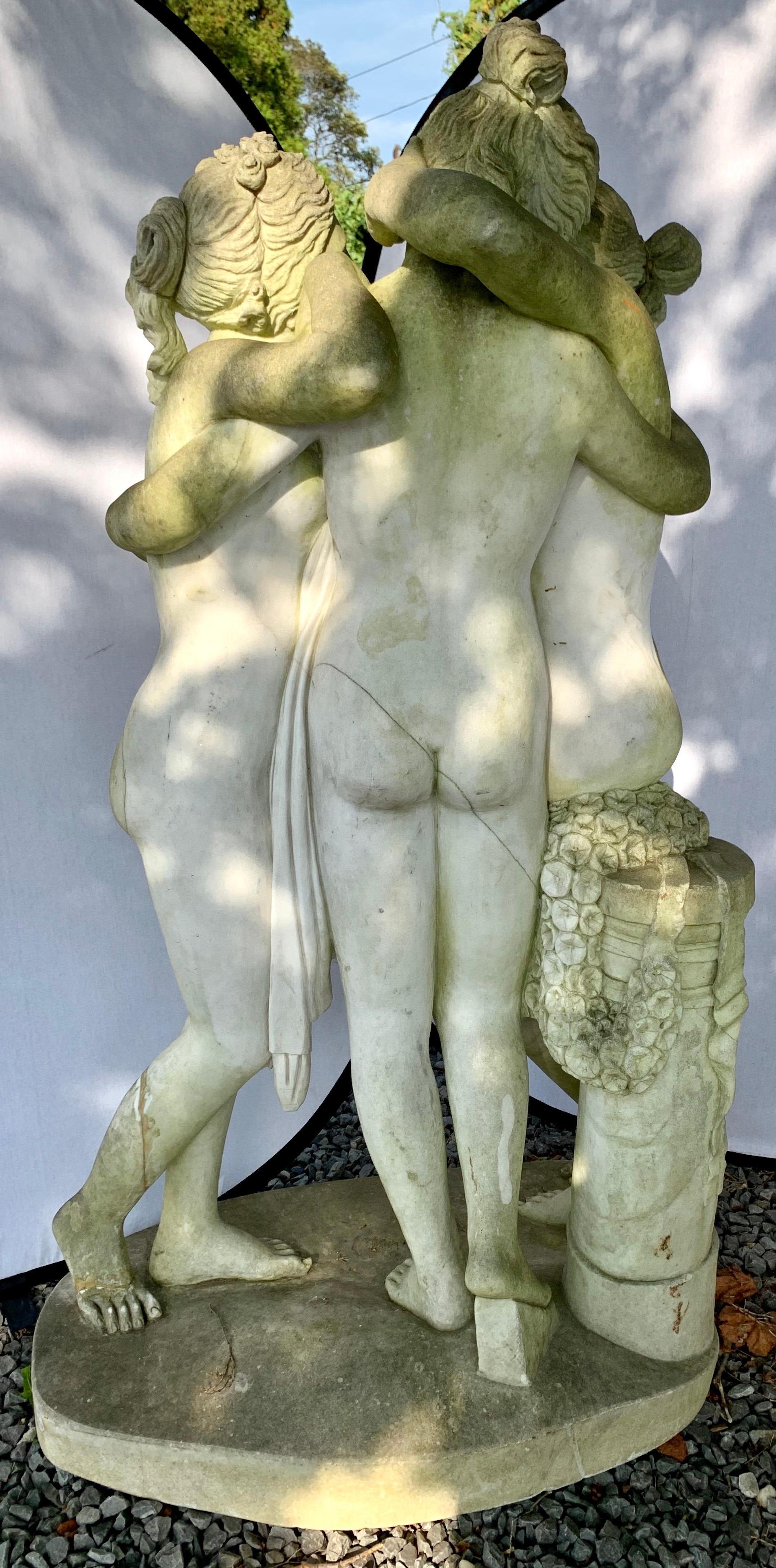 Skulptur der drei Grazien Nymphen, griechische Göttinnen, Marmorstatue 4