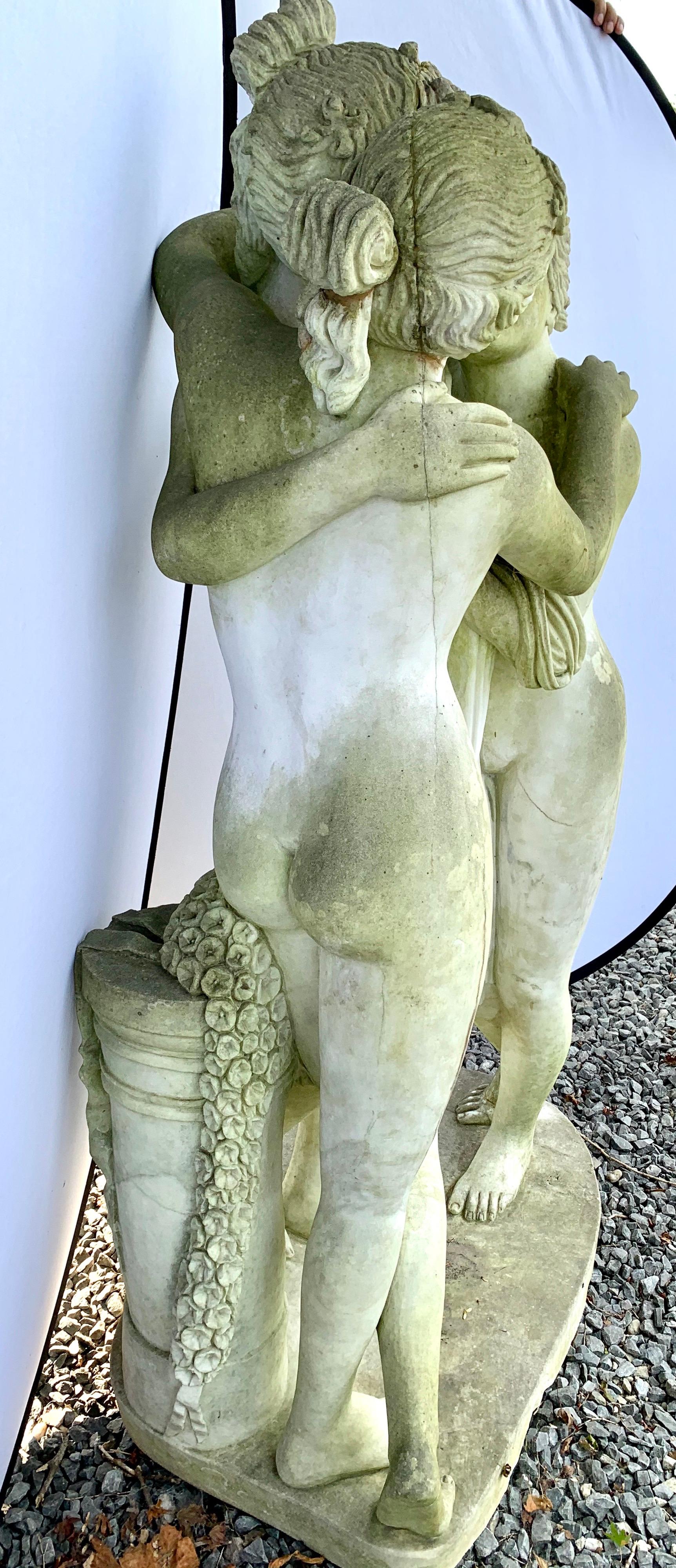 The Three Graces Nymphs, Greek Goddesses Marble Statue Sculpture In Good Condition For Sale In West Hartford, CT
