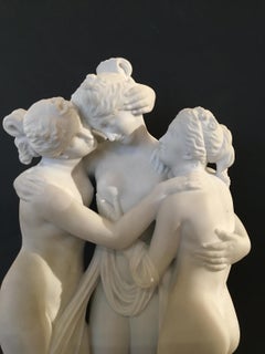 “The Three Graces” Sculpture, 20th Century, Carved Marble after Antonio Canova