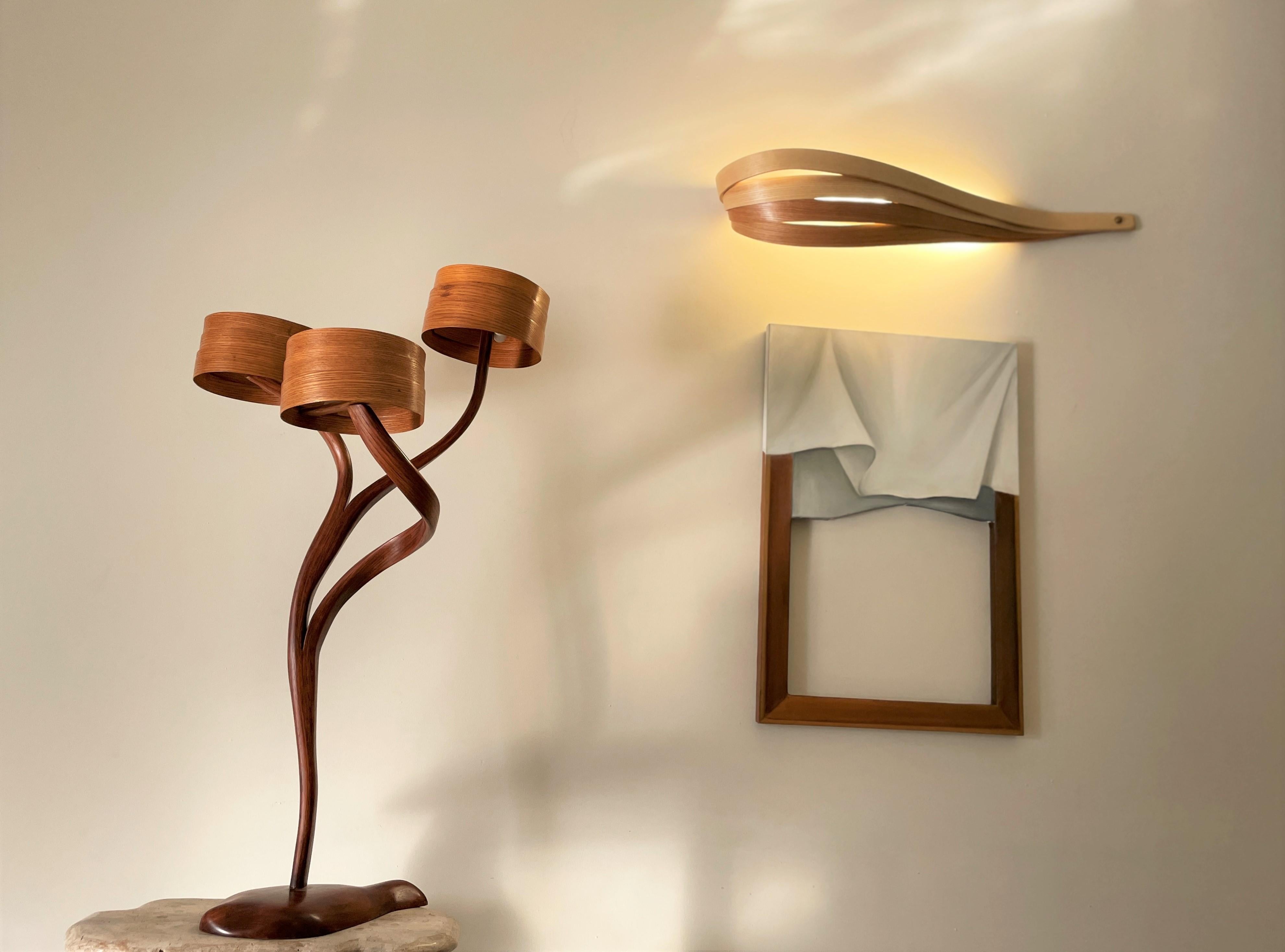 Woodwork Side Lamp No. 3 - Vrksa Series, by Raka Studio For Sale