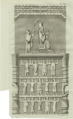 The Throne Bearers Relief at Persepolis, Antique Niebuhr Print, 1780
