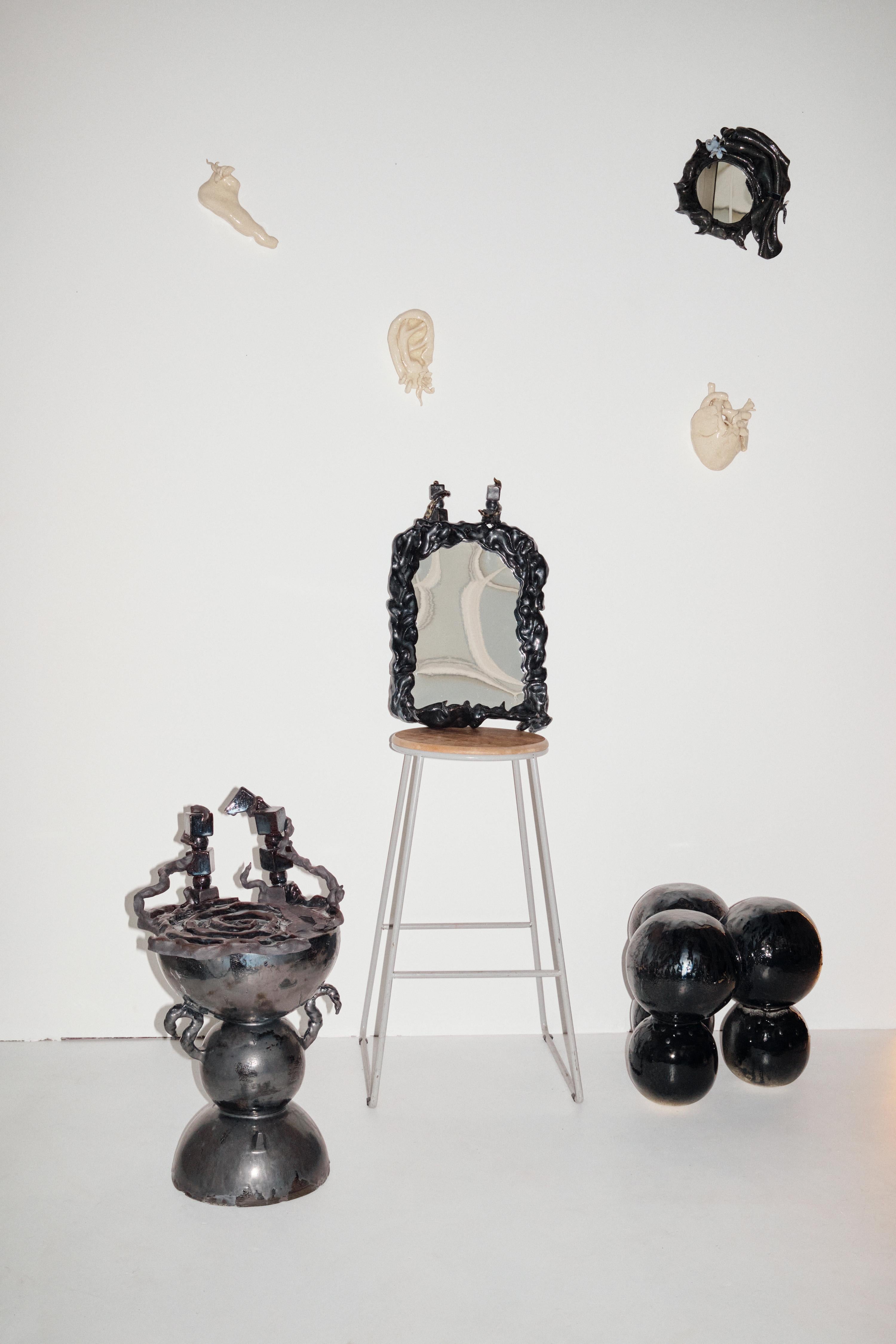 Contemporary The Throne Sculpture in Glazed Ceramic & Black Epoxy by Lucile Rebeirot For Sale
