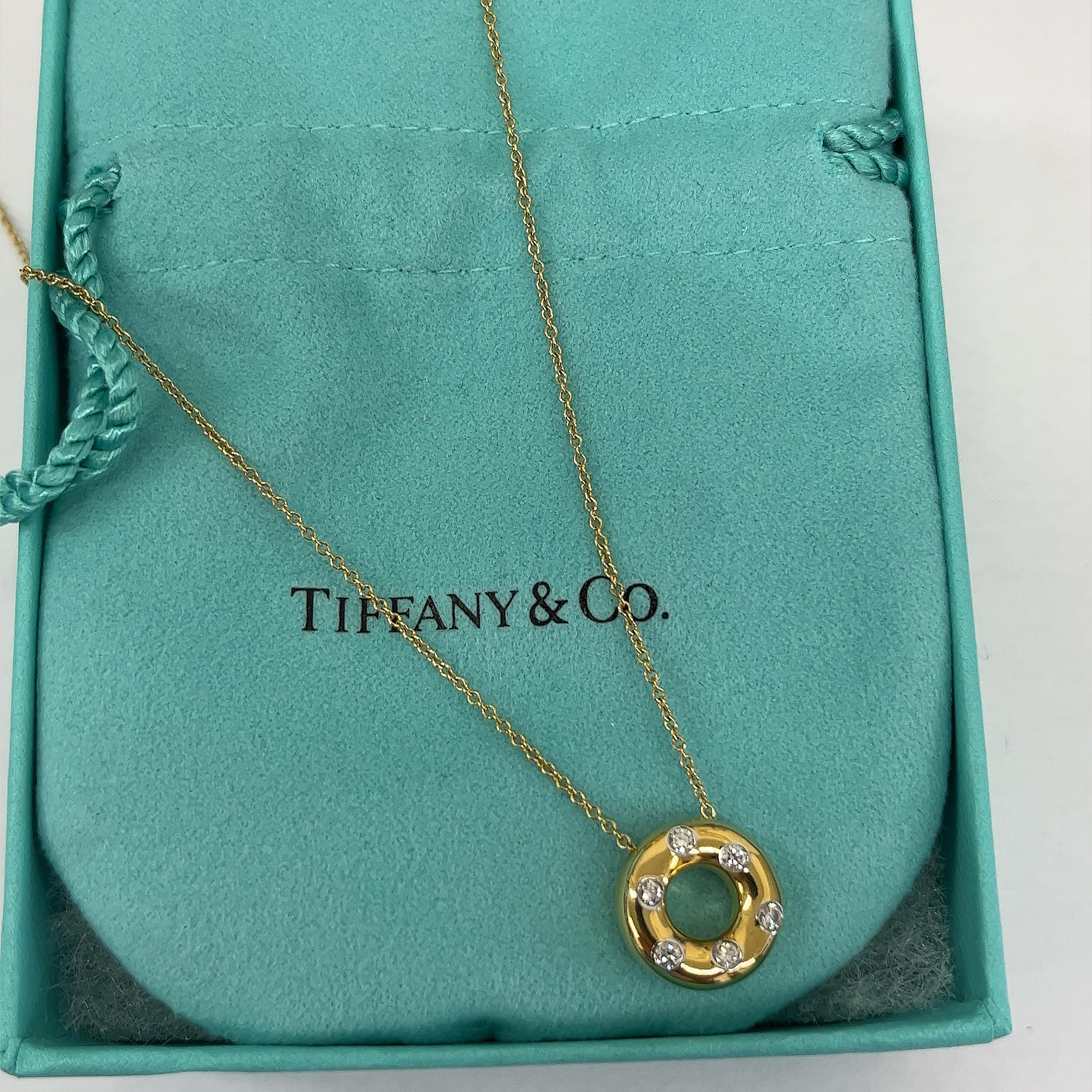 Die Tiffany & Co. Étoile Diamant-Anhänger, aus 18 Karat Gelbgold und Platin im Zustand „Hervorragend“ im Angebot in London, GB