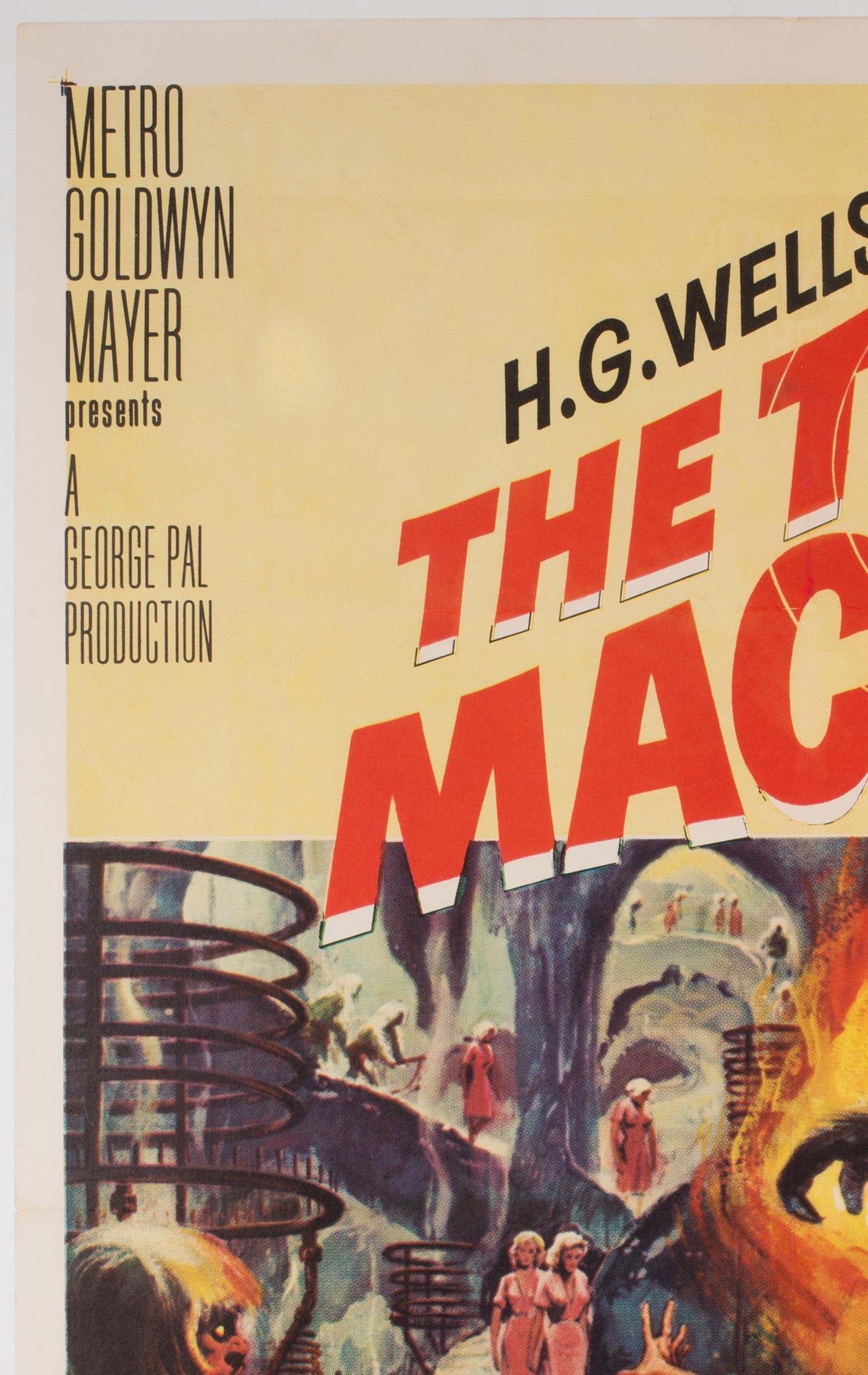 The Time Machine, affiche américaine du film américain, 1960, Reynold Brown, support en lin Excellent état à Bath, Somerset
