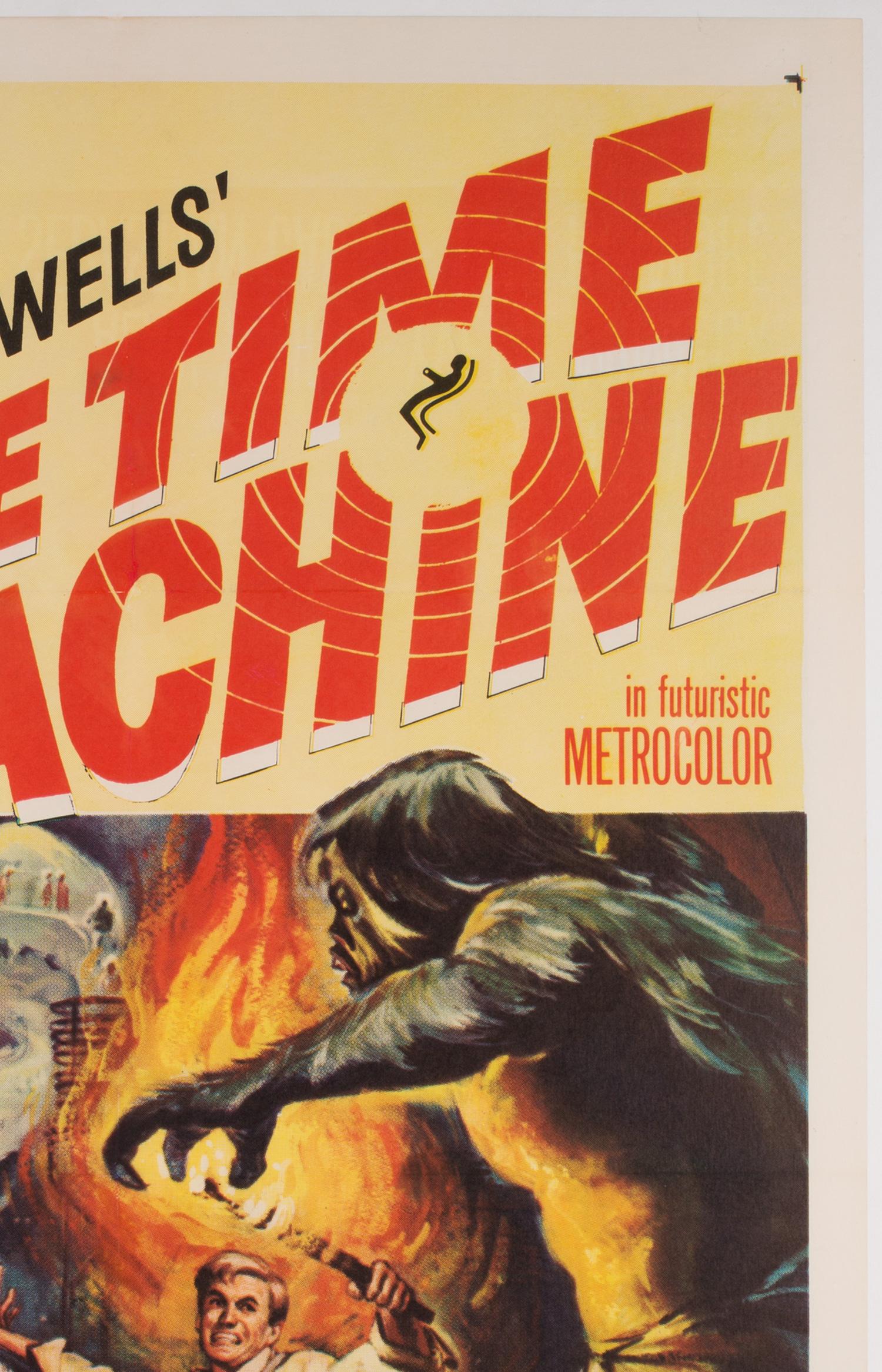 20ième siècle The Time Machine, affiche américaine du film américain, 1960, Reynold Brown, support en lin