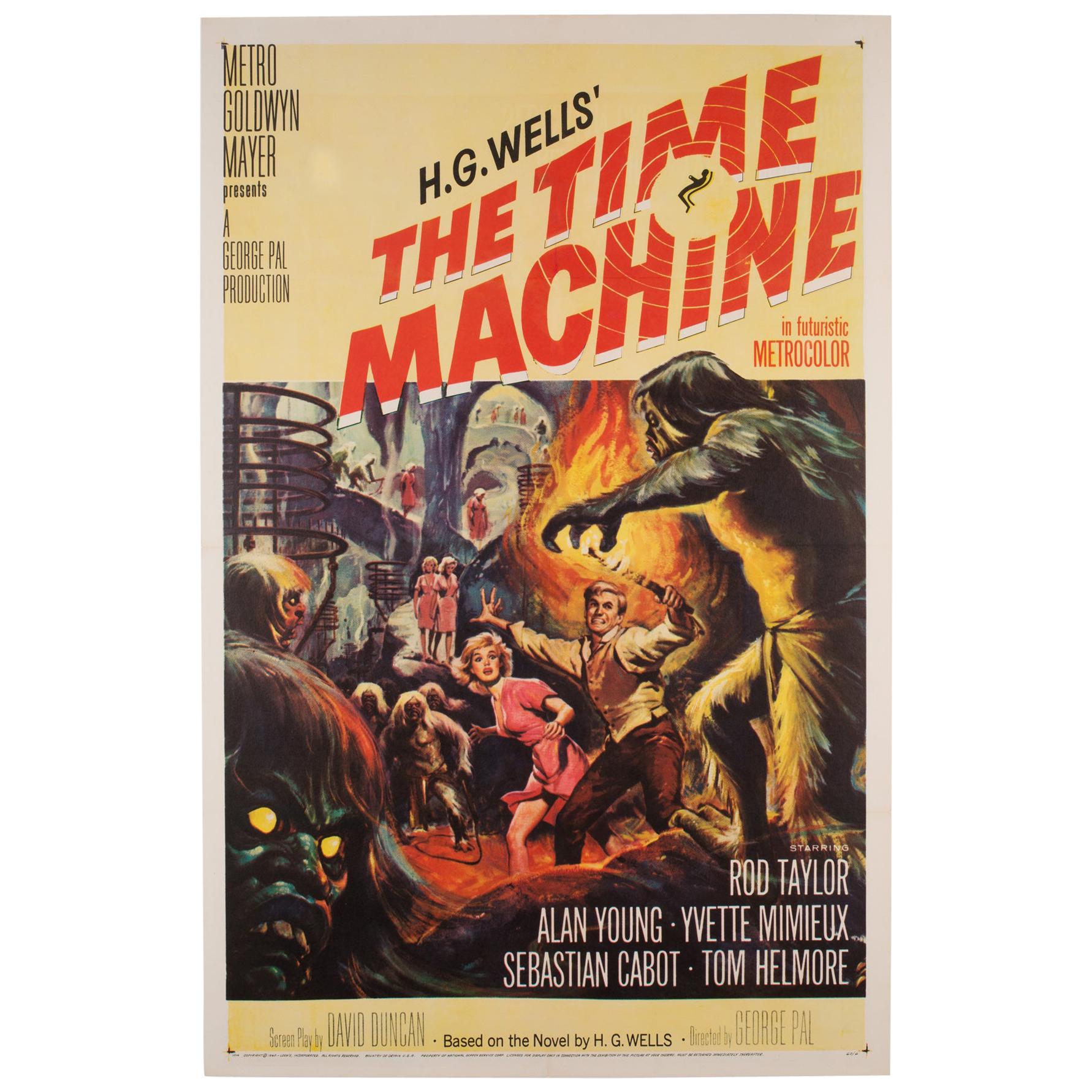 The Time Machine, affiche américaine du film américain, 1960, Reynold Brown, support en lin