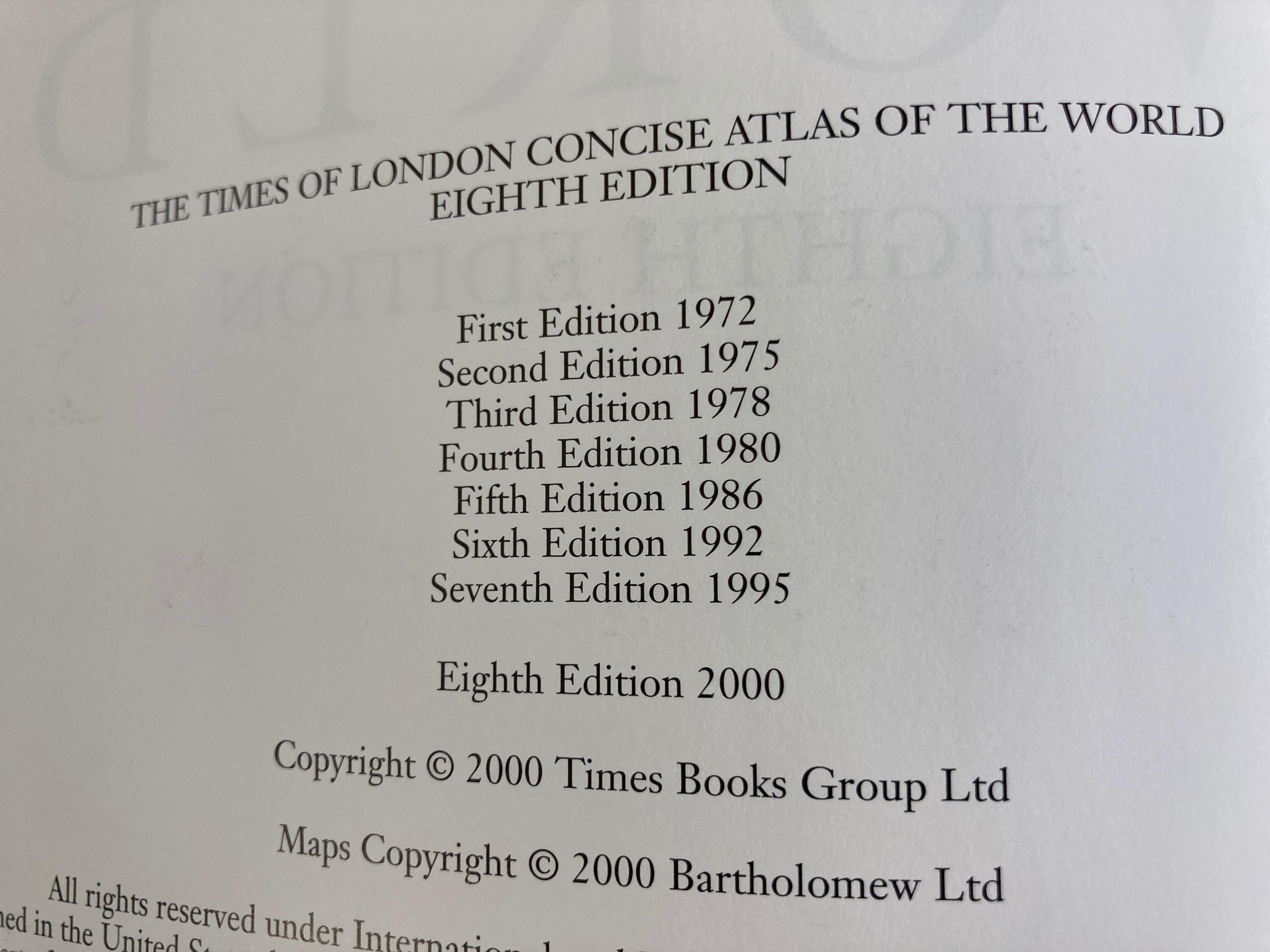 20th Century The Times of London Concise Atlas of the World Book