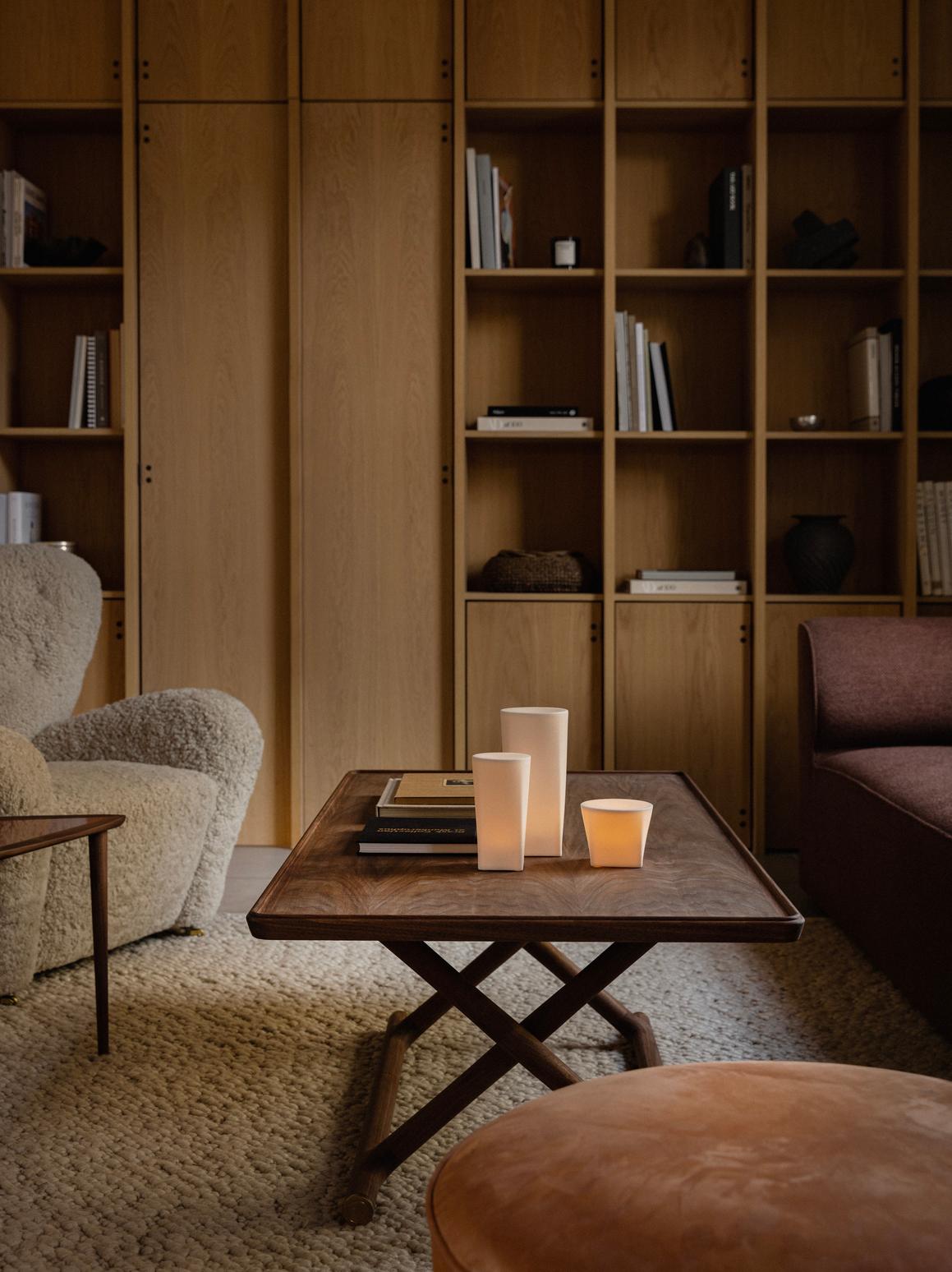 The Tired Man Lounge Chair -Sheepskin Moonlight/Oak by Flemming Lassen for Audo For Sale 2