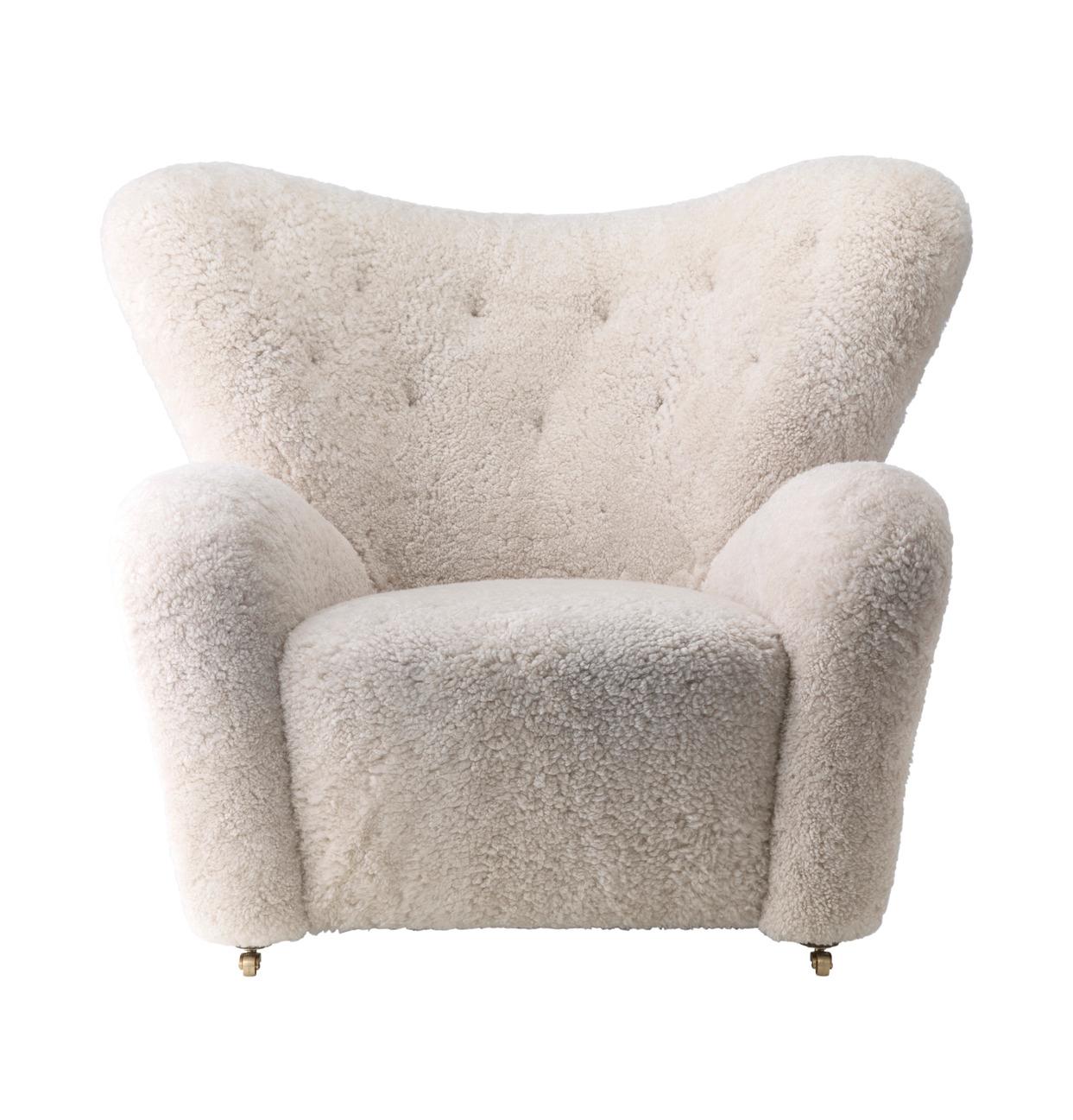 Lithuanian The Tired Man Lounge Chair -Sheepskin Moonlight/Oak by Flemming Lassen for Audo For Sale