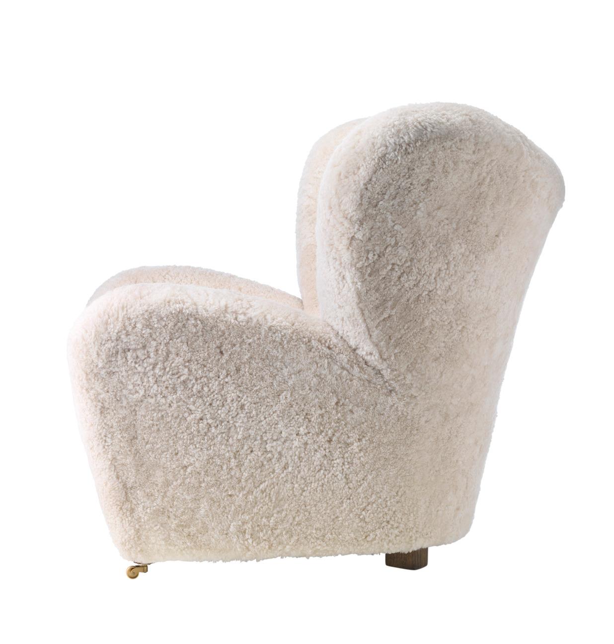 Contemporary The Tired Man Lounge Chair -Sheepskin Moonlight/Oak by Flemming Lassen for Audo For Sale