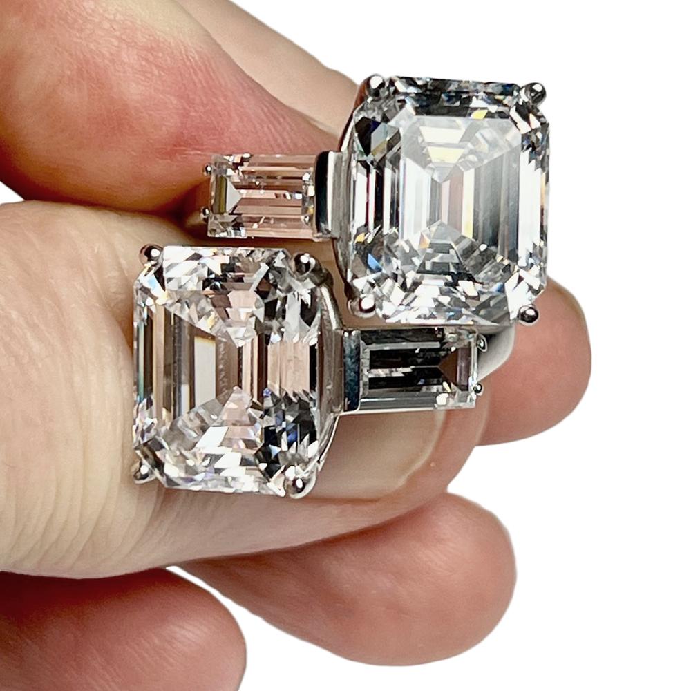 Art Deco The Toi et Moi Love Ring  15 Carat Each Asscher Cut Lab CZ Diamonds For Sale