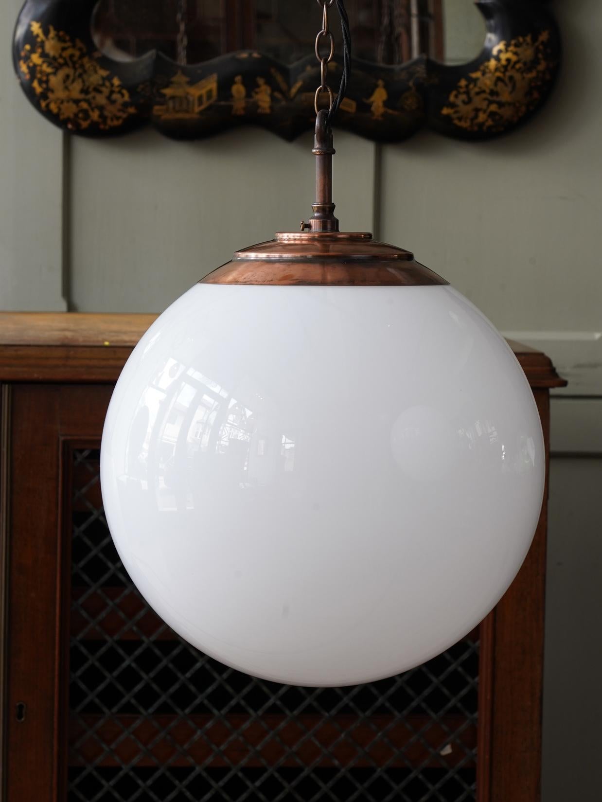 Tomkin Globe Light in Patinated Copper In Excellent Condition In Conwy, GB
