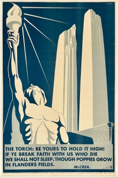 THE TORCH: BE YOURS TO HOLD IT HIGH! Original Vintage Canadian WWII War Poster