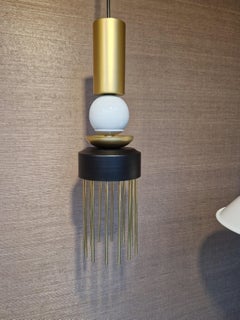 The Torino Pendant Light in Brushed Brass, Painted Steel with Matt Gold accents