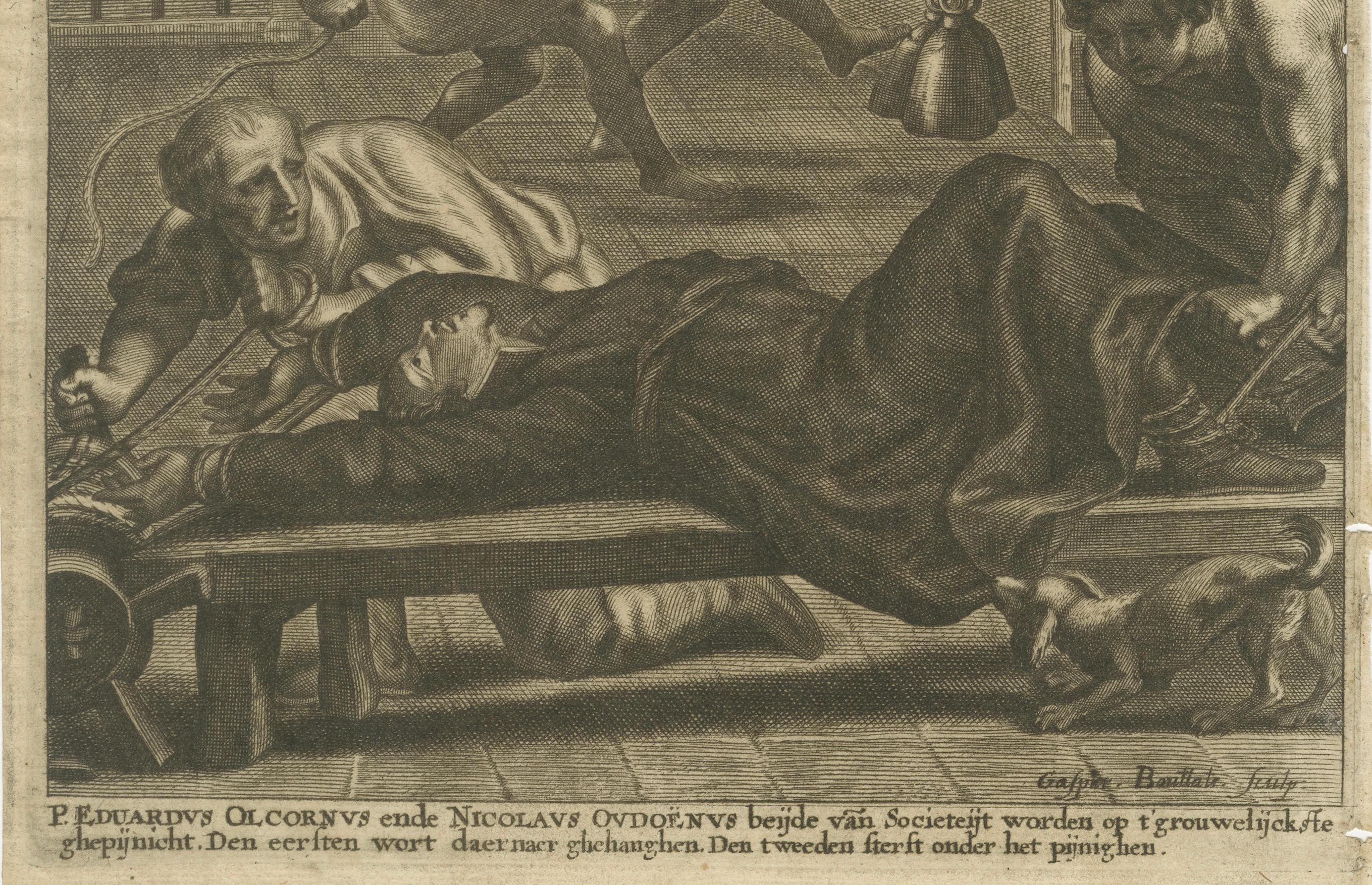 La tortura y el martirio de los sacerdotes jesuitas en un dramático grabado barroco finales del siglo XVII