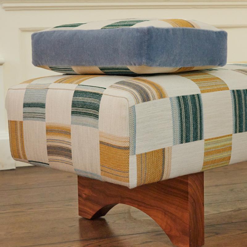 The Toucan is as comfortable and versatile as it is fun. The chunky upholstered top balances on two sturdy timber plinth style feet, inspired by modernist forms and the uniquely shaped beak of a Toucan bird. Ideal for the foot of the bed, or beneath