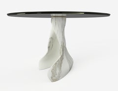"The Diamond Touch II" Center Table ft.Sculptured Calacatta Marble and Glass