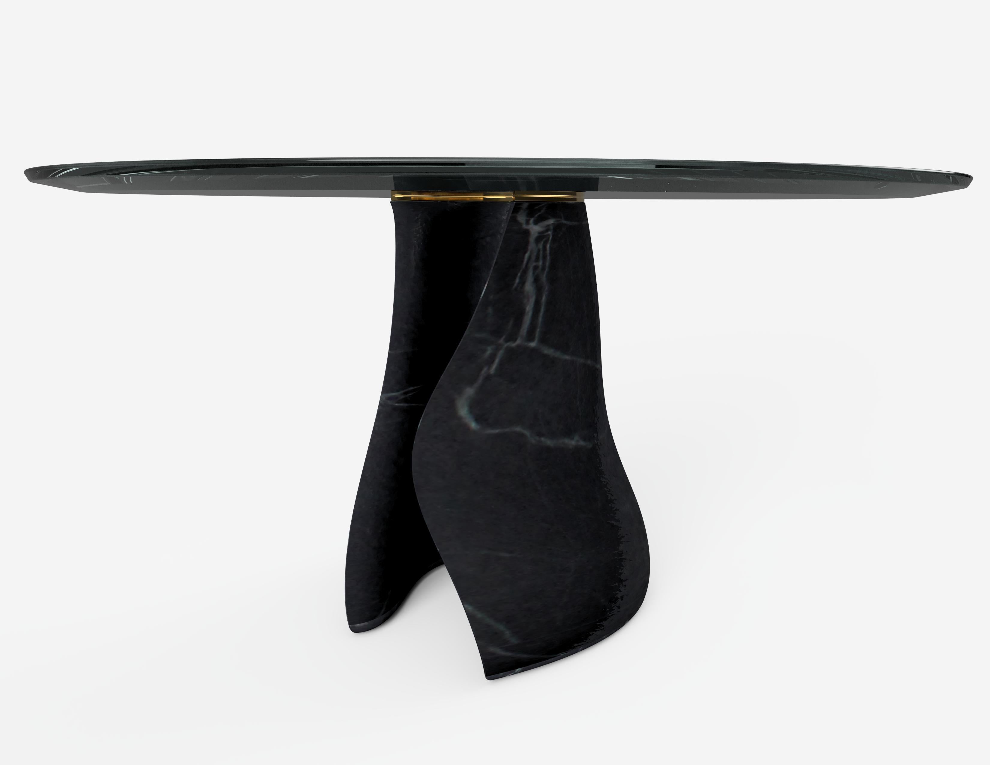 "The Diamond Touch" Center Table ft.Sculptured Nero Marquina Marble and