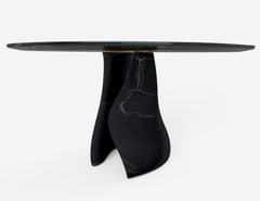 "The Diamond Touch" Center Table ft.Sculptured Nero Marquina Marble and Glass