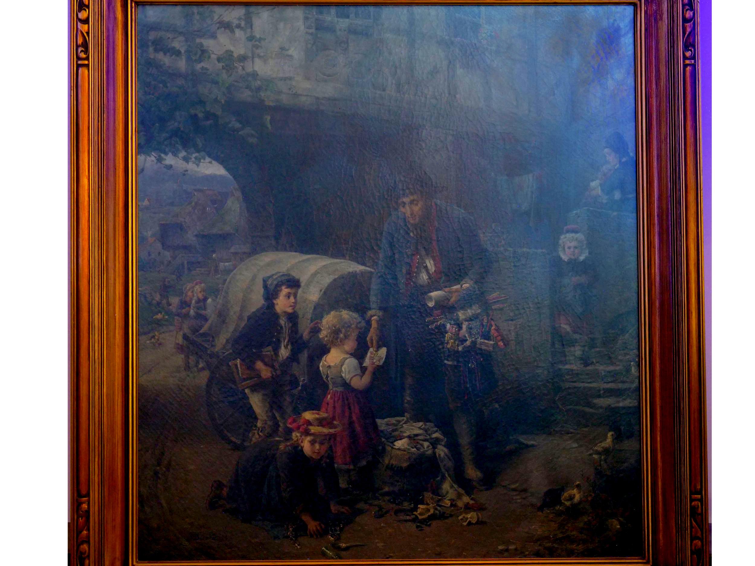 “The Toy Seller” (1874) Antique Oil Painting by Fritz Beinke (German, 1842-1907 13