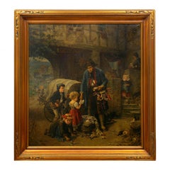 “The Toy Seller” (1874) Antique Oil Painting by Fritz Beinke (German, 1842-1907