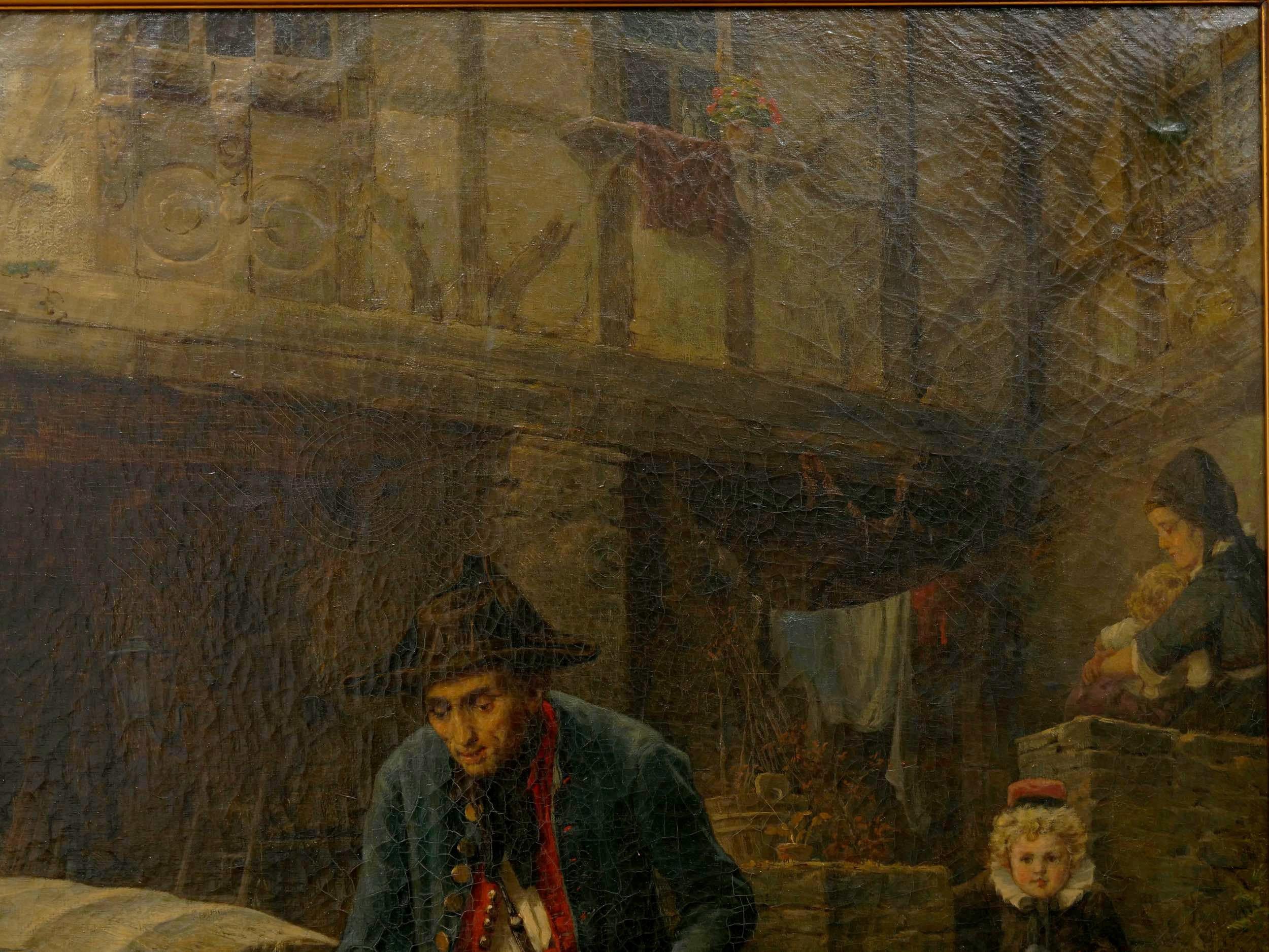“The Toy Seller” (1874) Antique Oil Painting by Fritz Beinke (German, 1842-1907 In Good Condition In Shippensburg, PA