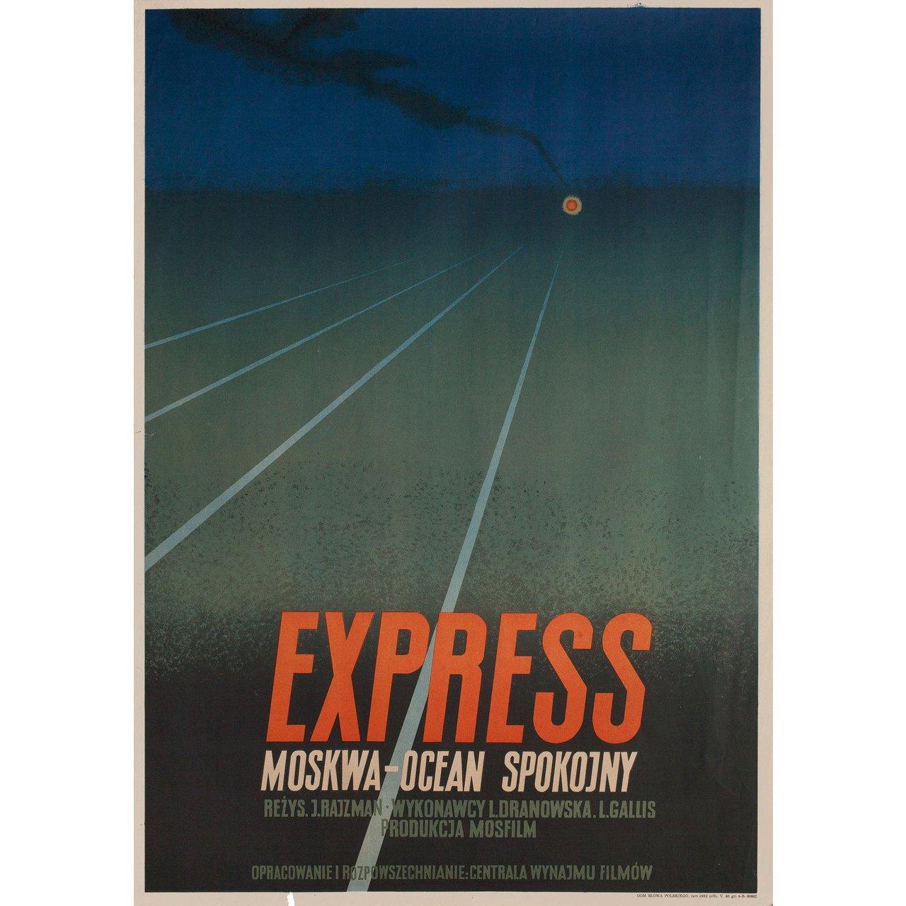 The Train Goes East R1953 Polish A1 Film Poster In Good Condition For Sale In New York, NY