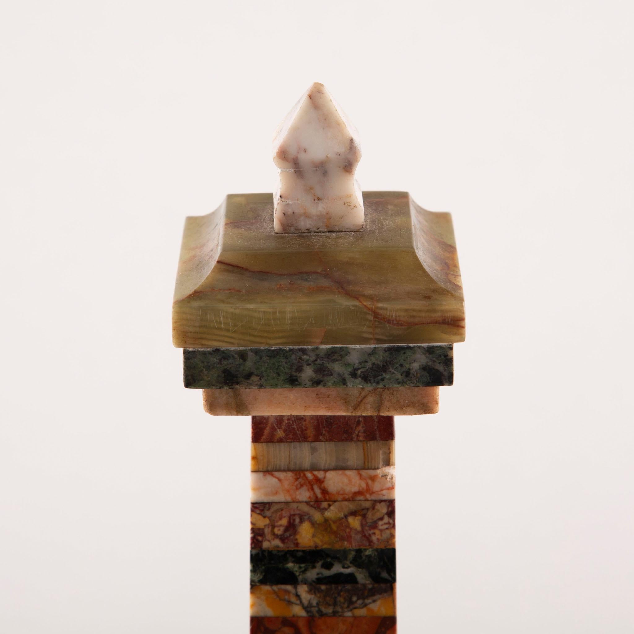 Italian The Traveler’s Monument – Marble and Onyx Grand Tour Obelisk, 19th Century For Sale