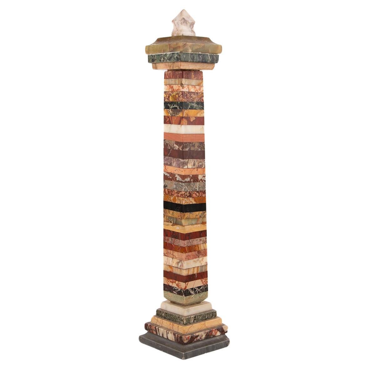 The Traveler’s Monument – Marble and Onyx Grand Tour Obelisk, 19th Century For Sale