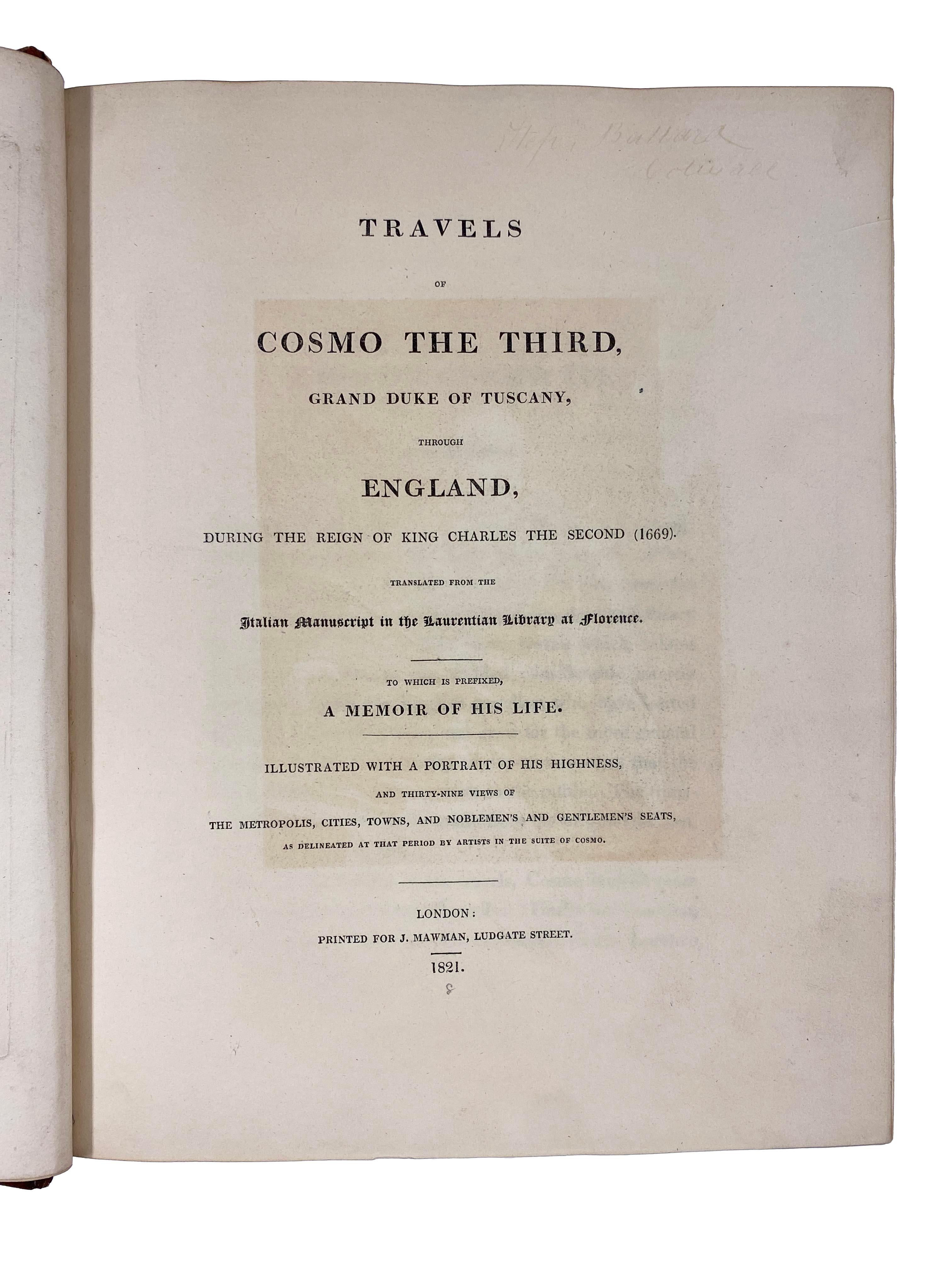 Les voyages de Cosmo le Troisième, traduits en anglais 1821 en vente 6