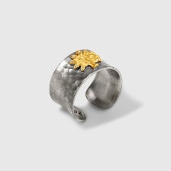 Tree of Life Ring 24 Karat Yellow Gold and Silver by Kurtulan