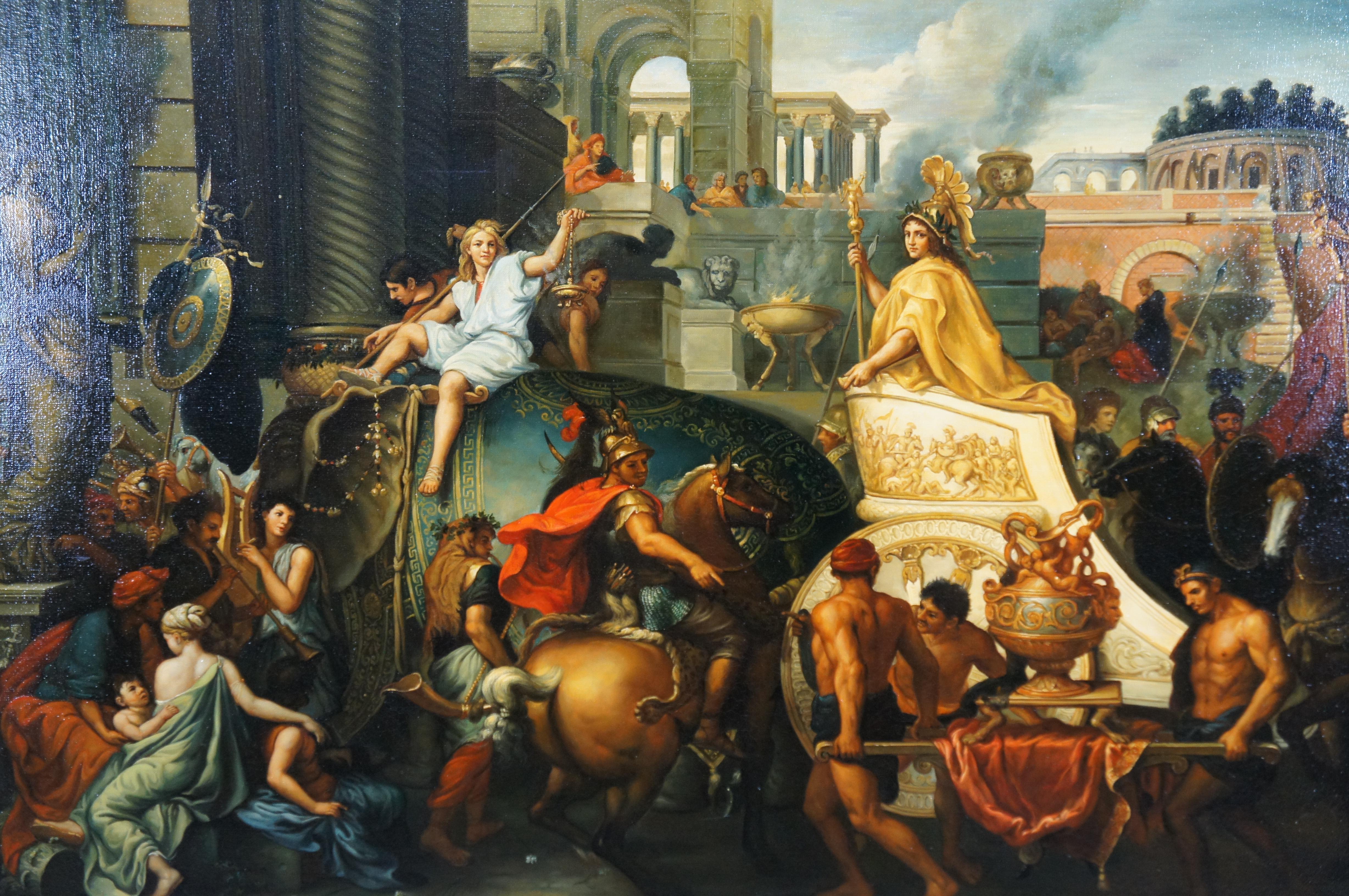 20th Century The Triumph of Alexander Entering Babylon Baroque Oil Painting Charles Le Brun