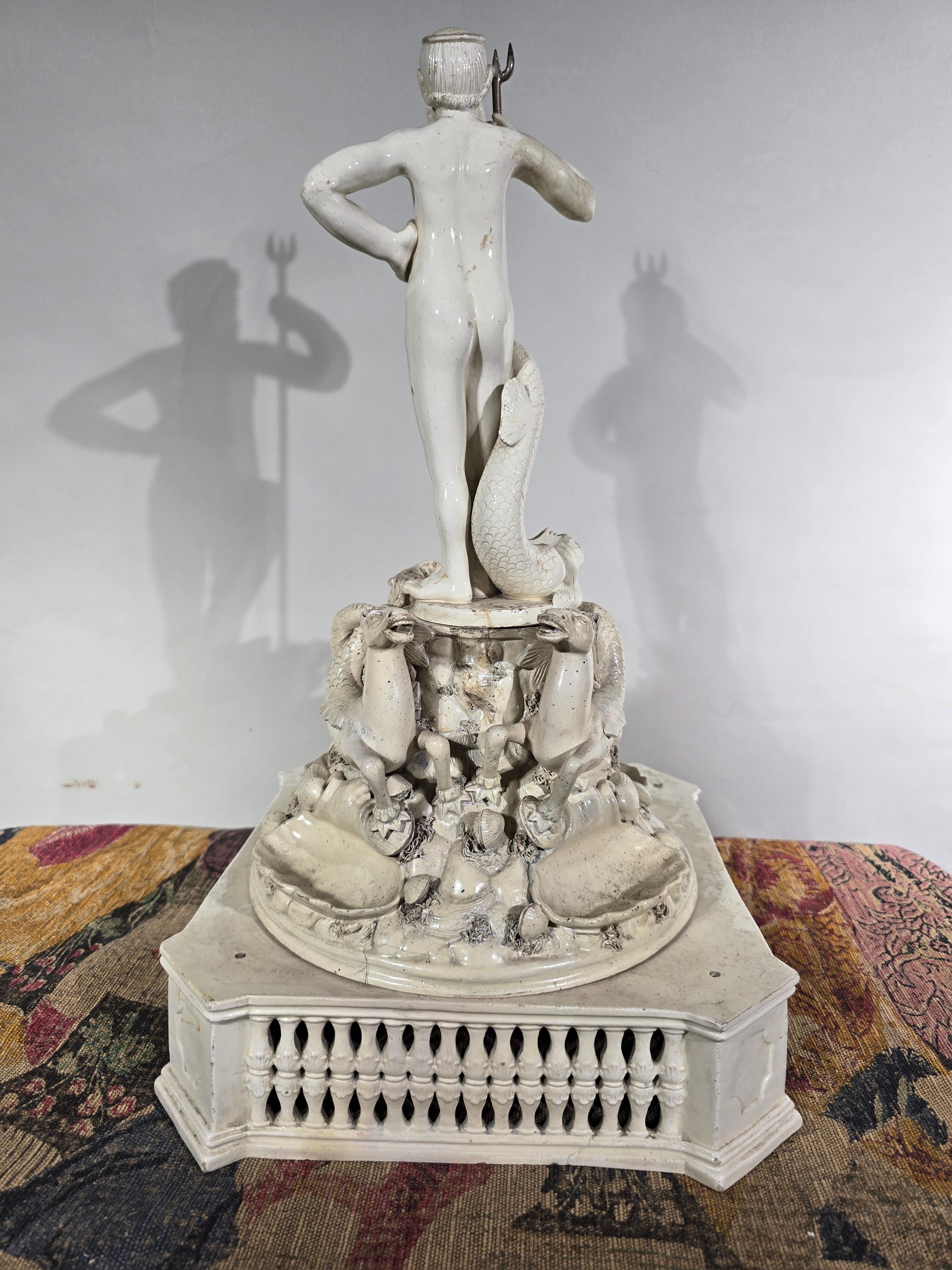 The Triumph of Neptune - Italian Ceramic Statue, Late 19th Century For Sale 7