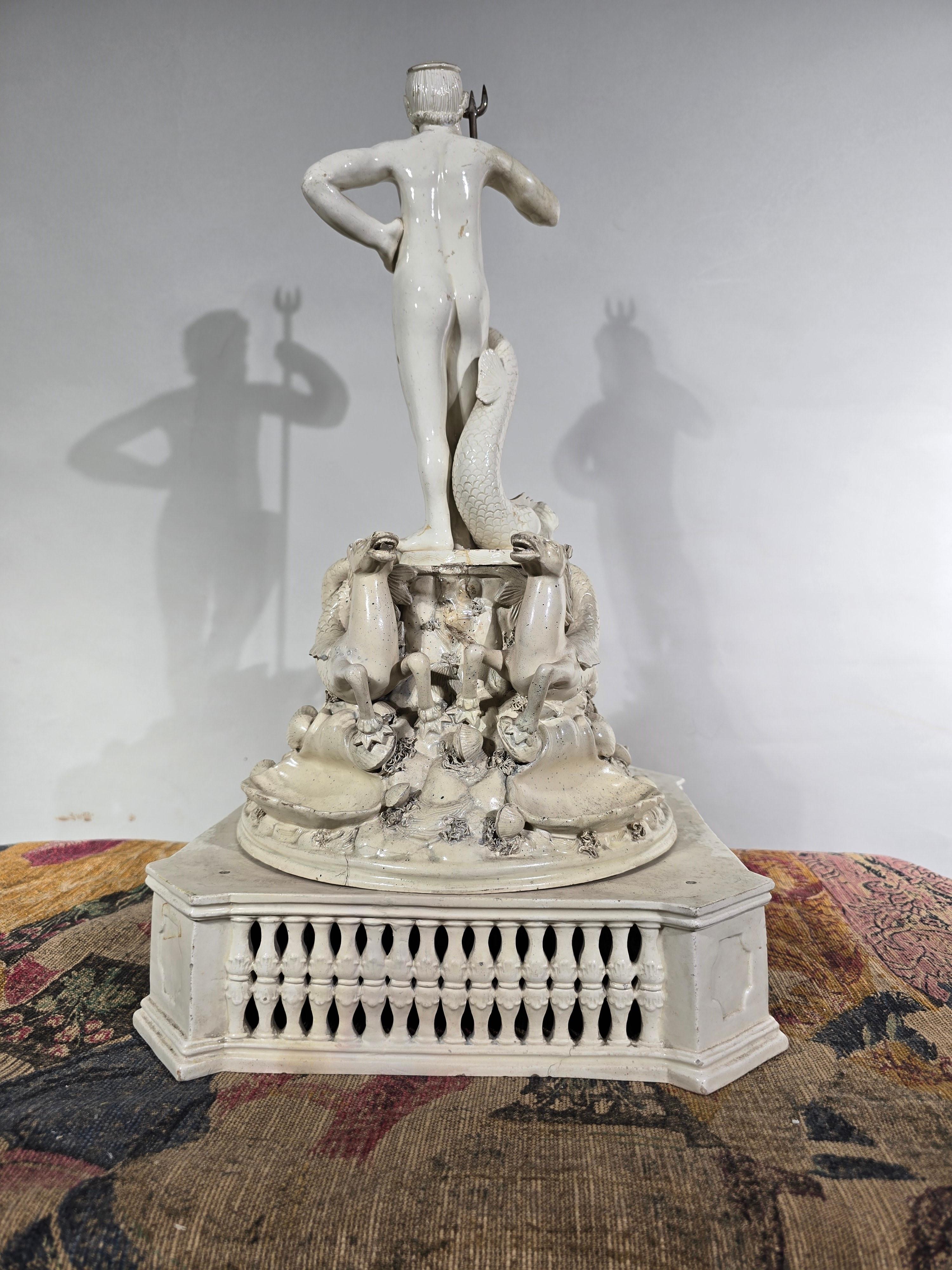 The Triumph of Neptune - Italian Ceramic Statue, Late 19th Century For Sale 8