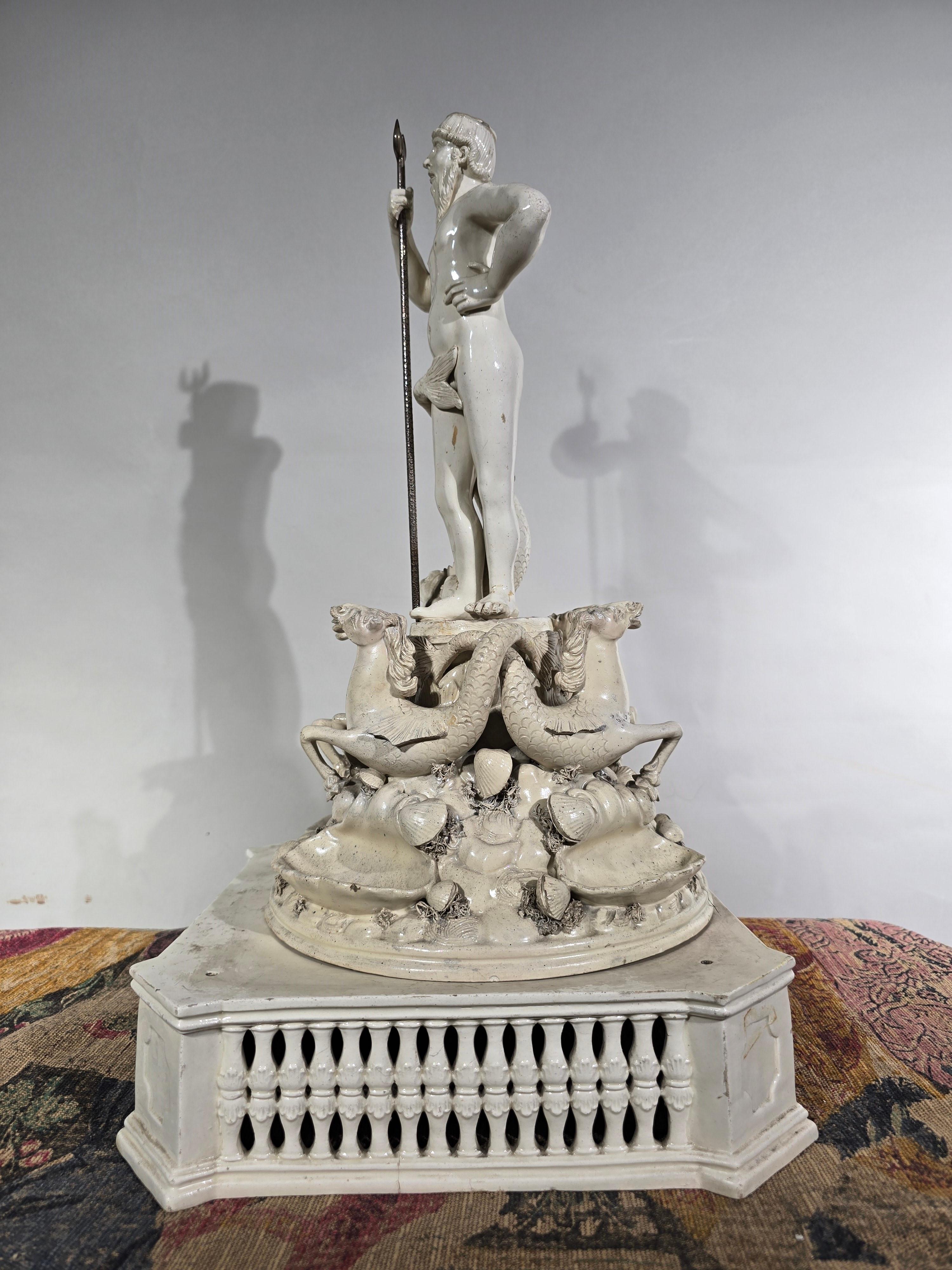 The Triumph of Neptune - Italian Ceramic Statue, Late 19th Century For Sale 9