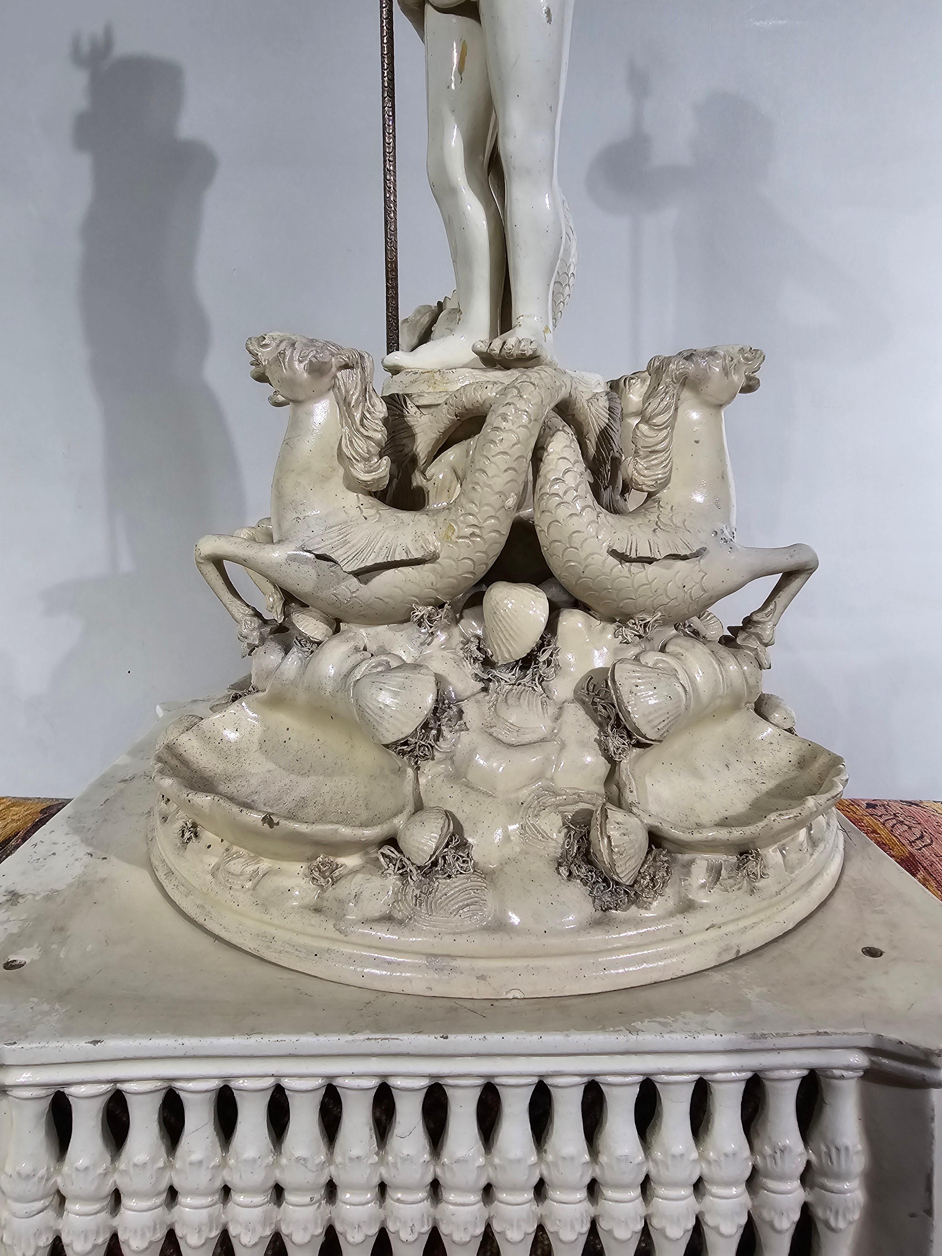 The Triumph of Neptune - Italian Ceramic Statue, Late 19th Century For Sale 10