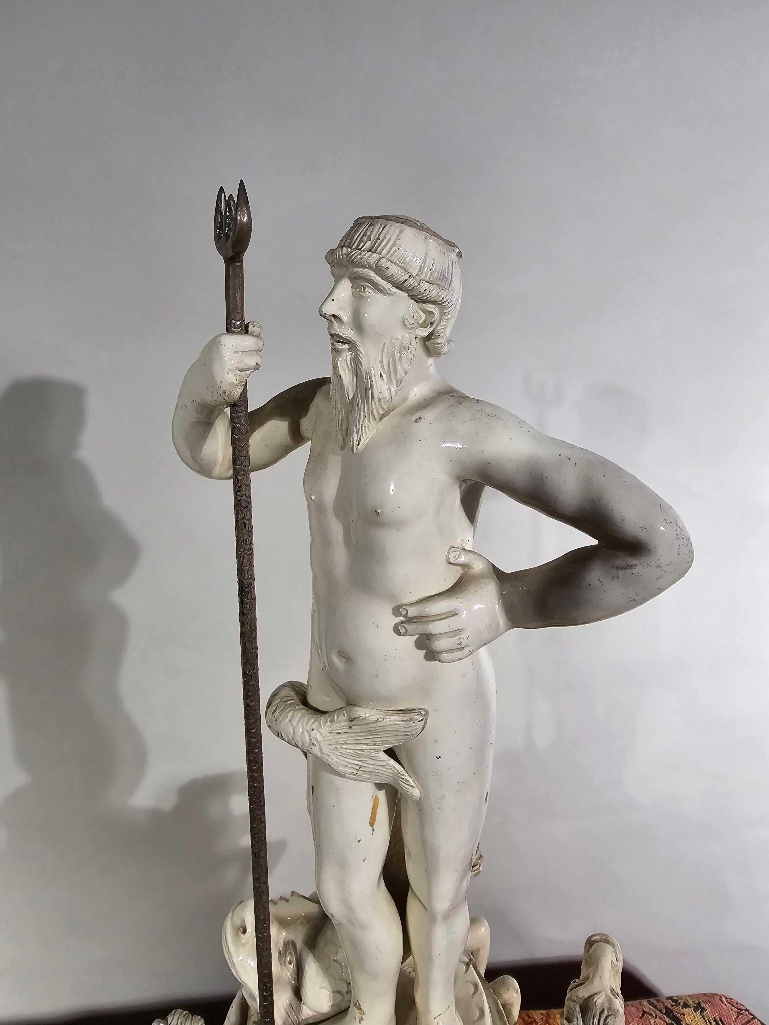 The Triumph of Neptune - Italian Ceramic Statue, Late 19th Century For Sale 11