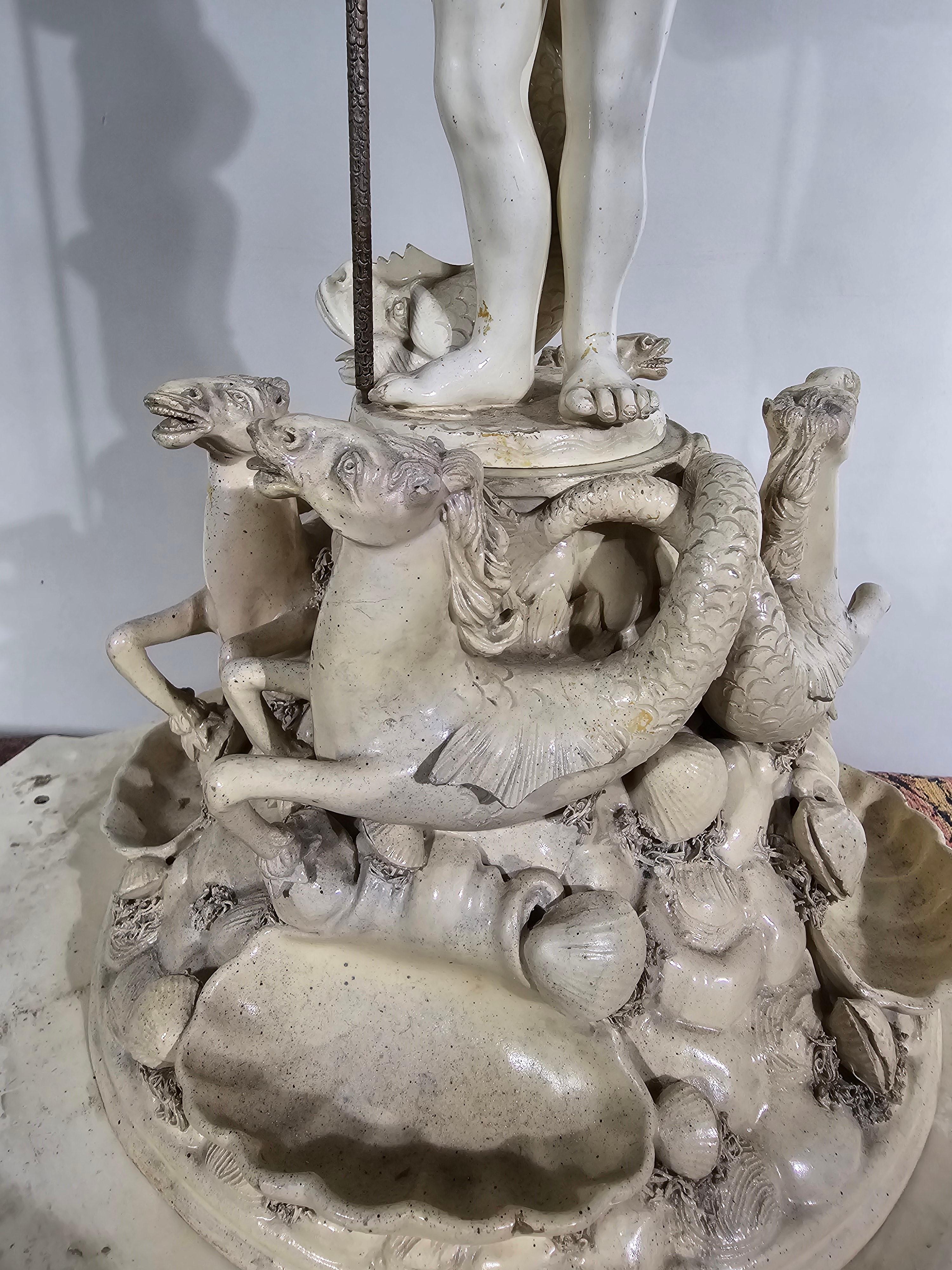 The Triumph of Neptune - Italian Ceramic Statue, Late 19th Century For Sale 12