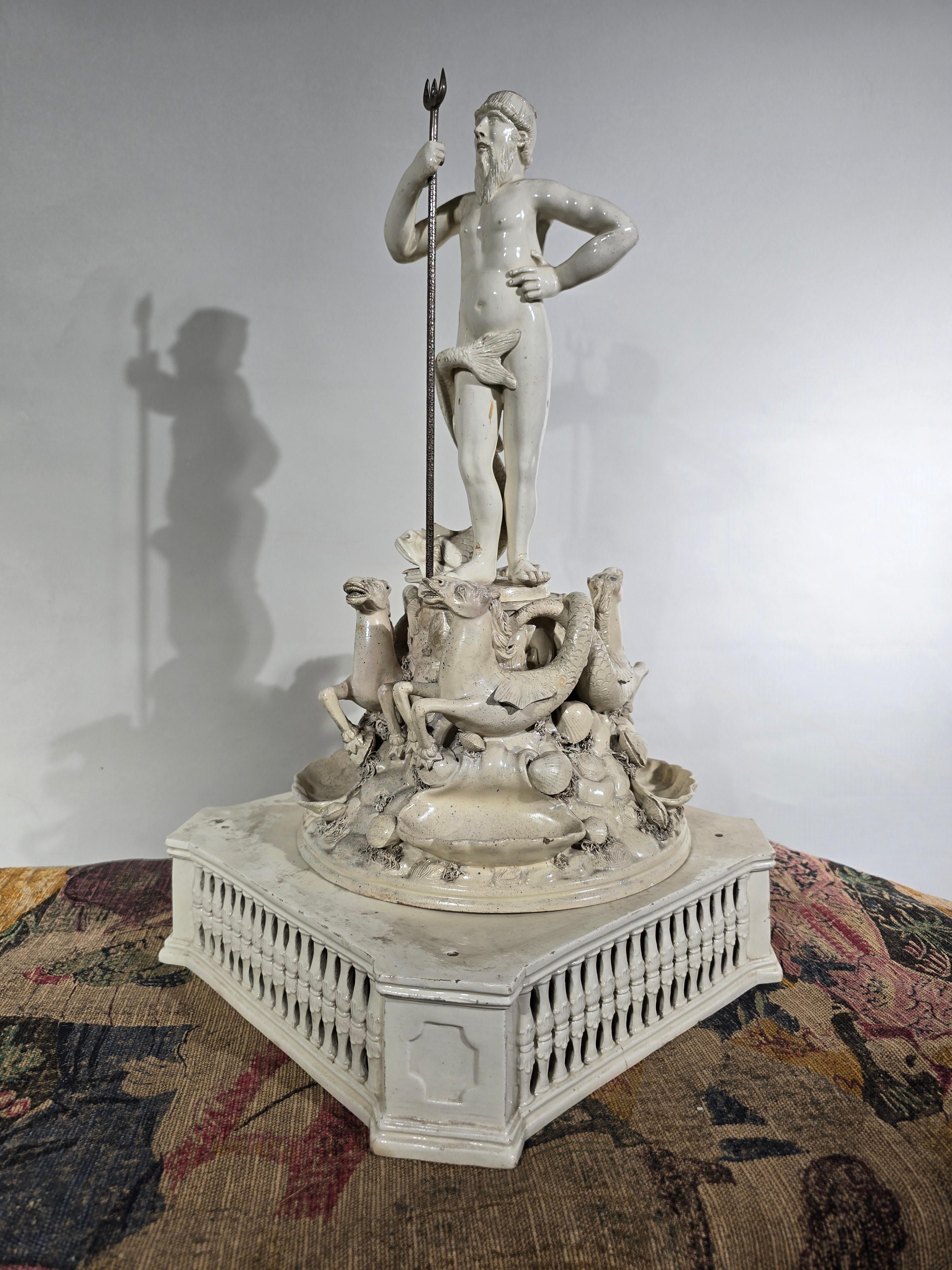The Triumph of Neptune - Italian Ceramic Statue, Late 19th Century For Sale 13