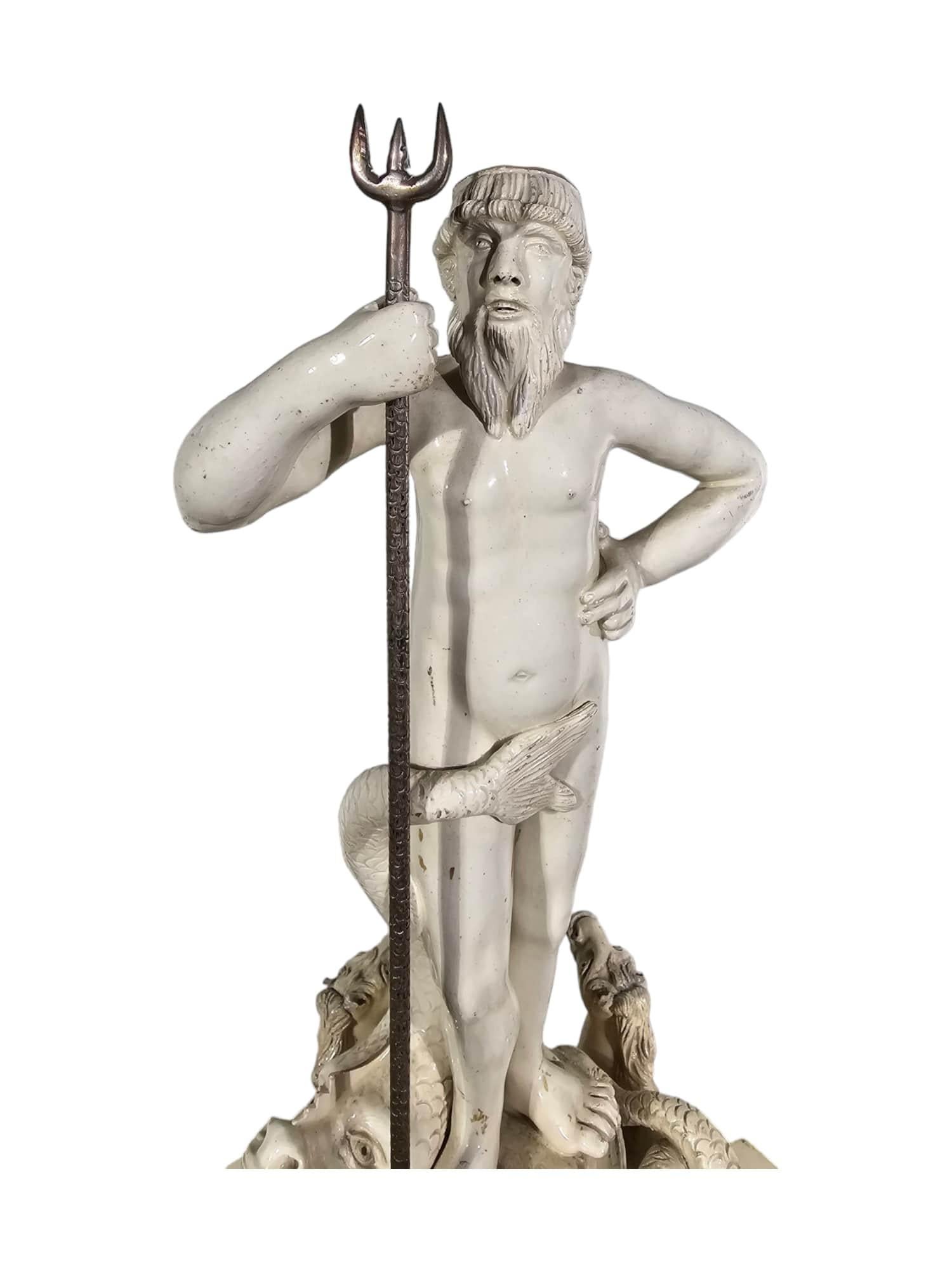 The Triumph of Neptune - Italian Ceramic Statue, Late 19th Century For Sale 14