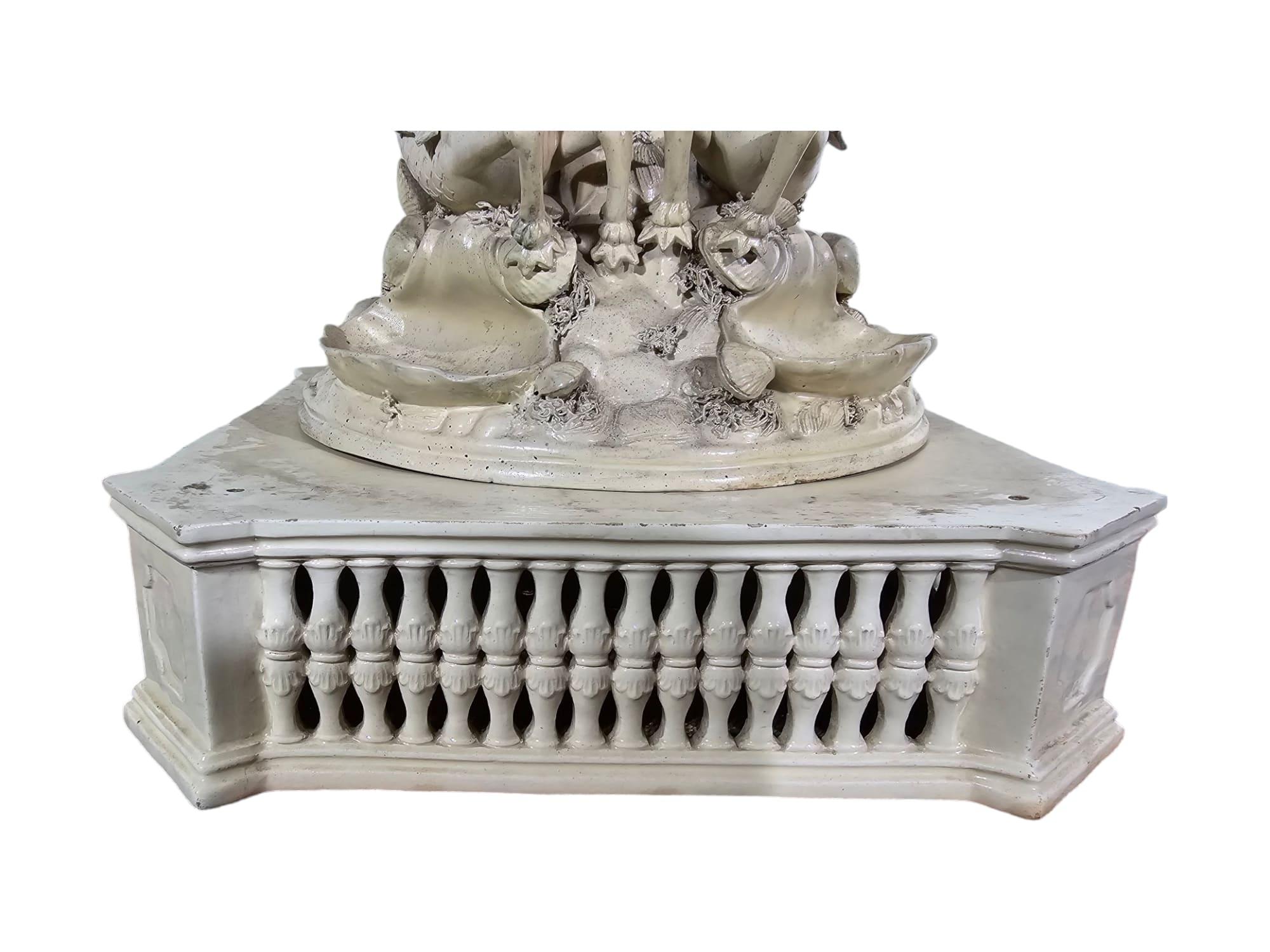 The Triumph of Neptune - Italian Ceramic Statue, Late 19th Century For Sale 16