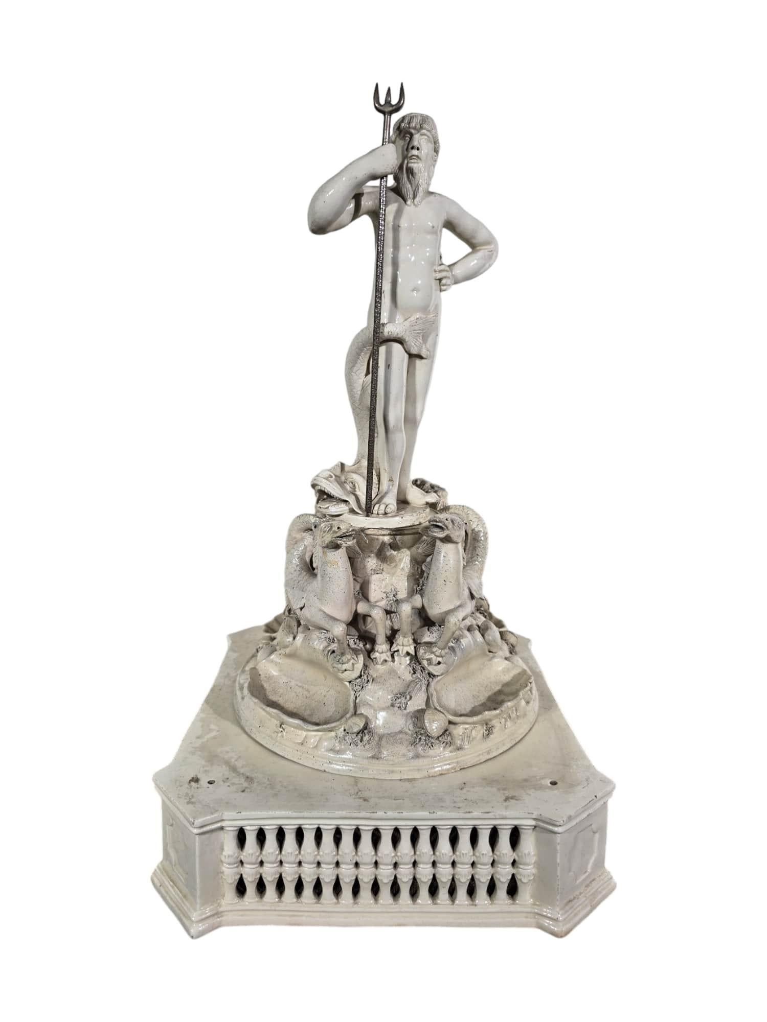 The Triumph of Neptune - Italian Ceramic Statue, Late 19th Century For Sale 17