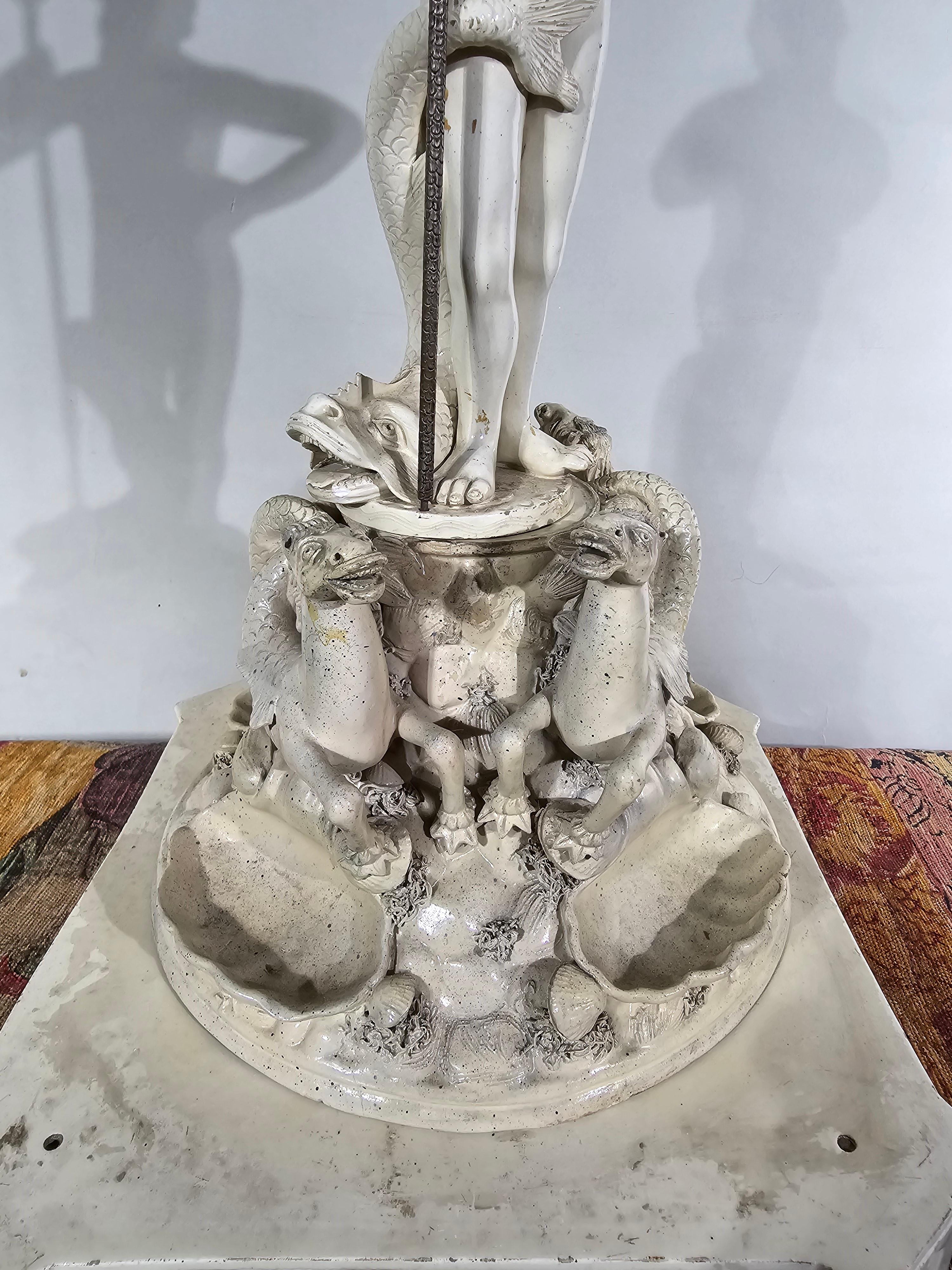 The Triumph of Neptune - Italian Ceramic Statue, Late 19th Century For Sale 1