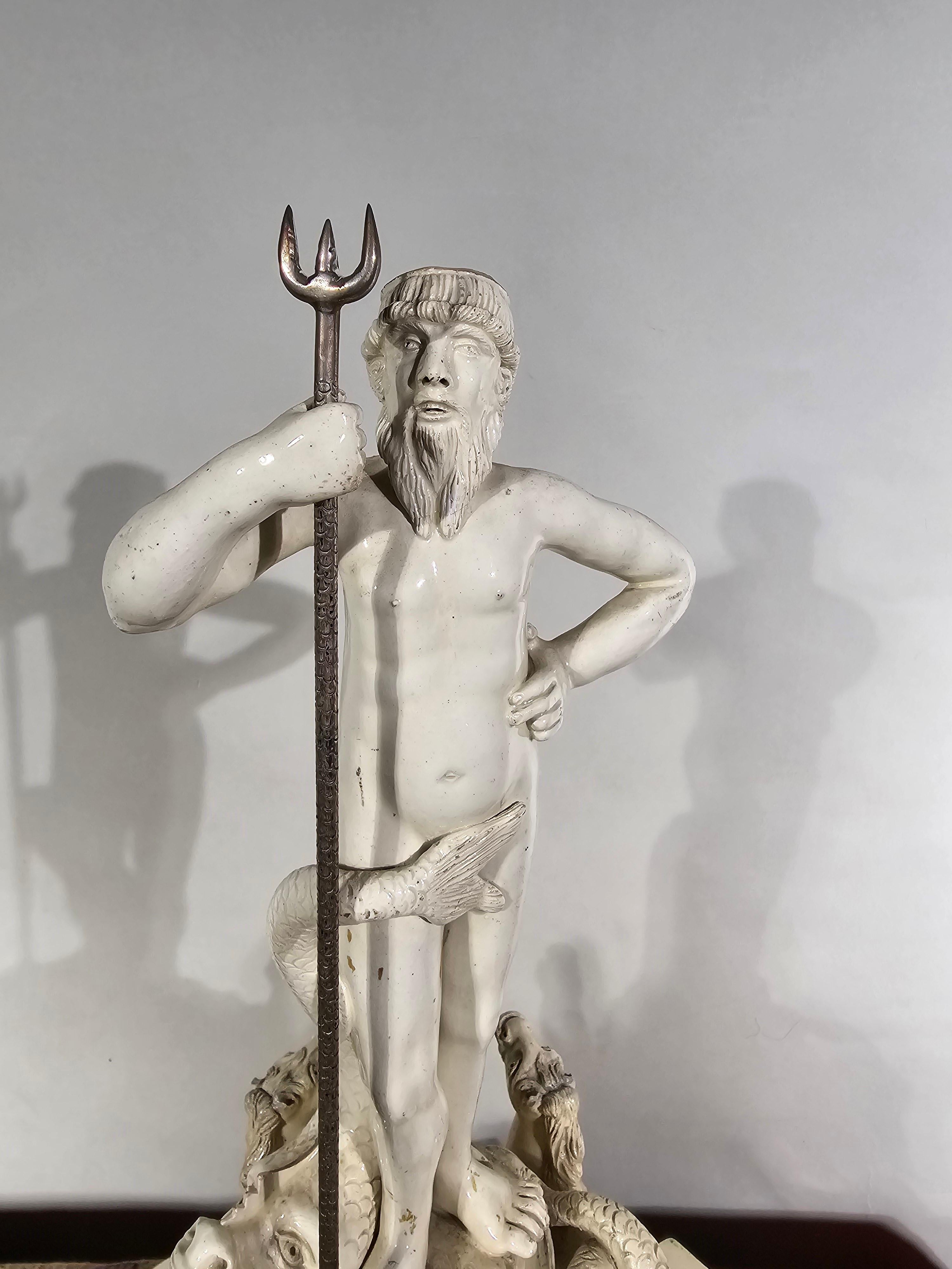 The Triumph of Neptune - Italian Ceramic Statue, Late 19th Century For Sale 2