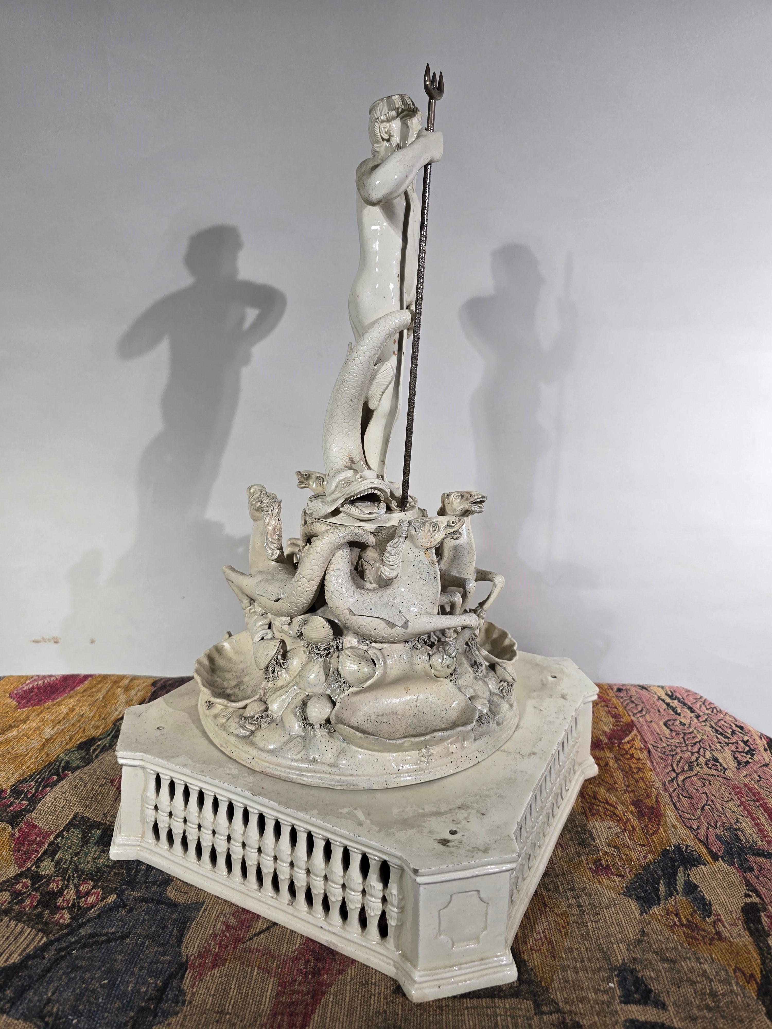 The Triumph of Neptune - Italian Ceramic Statue, Late 19th Century For Sale 3